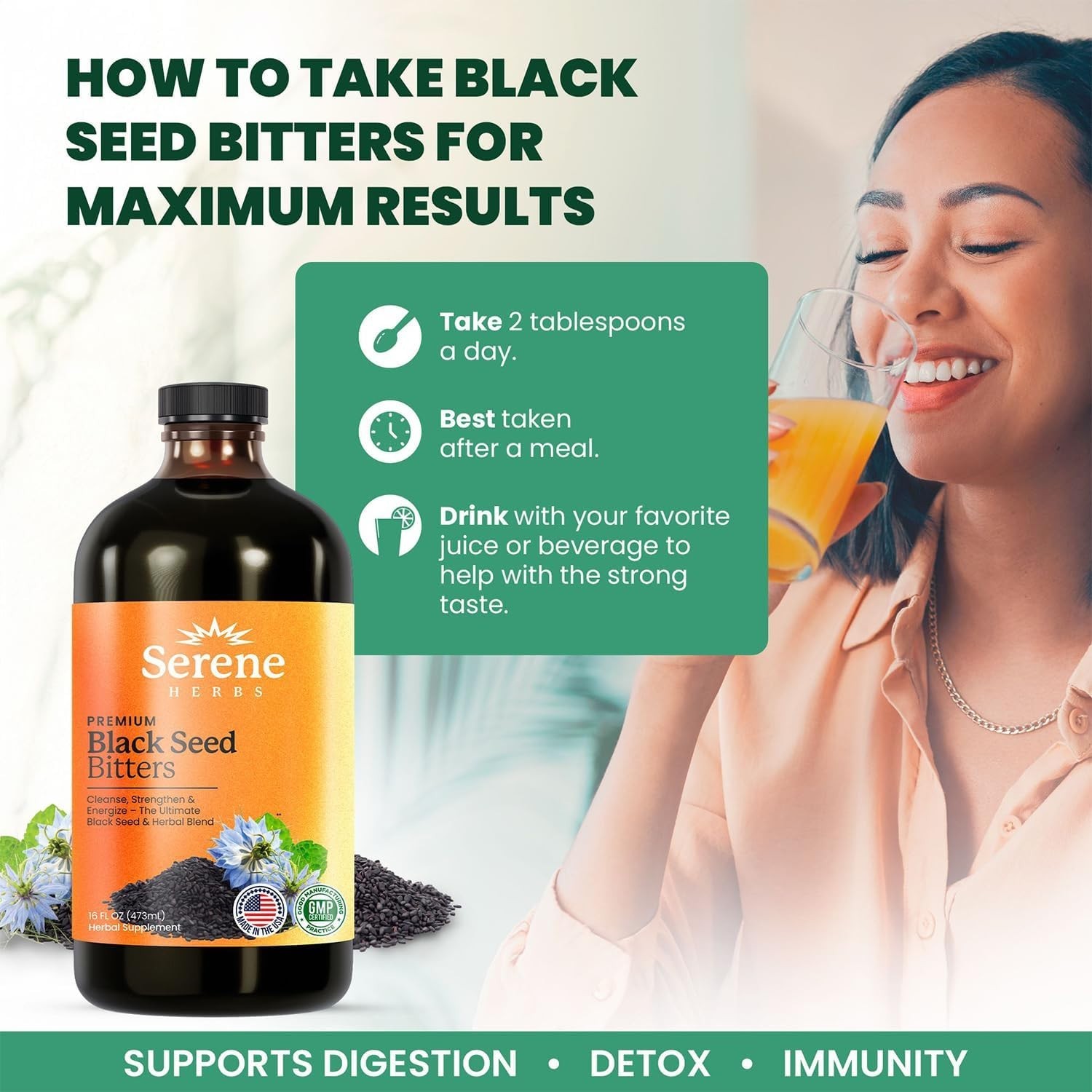 Black Seed Oil Bitters Liquid | Nigella Sativa Immune Digestion | 16 oz