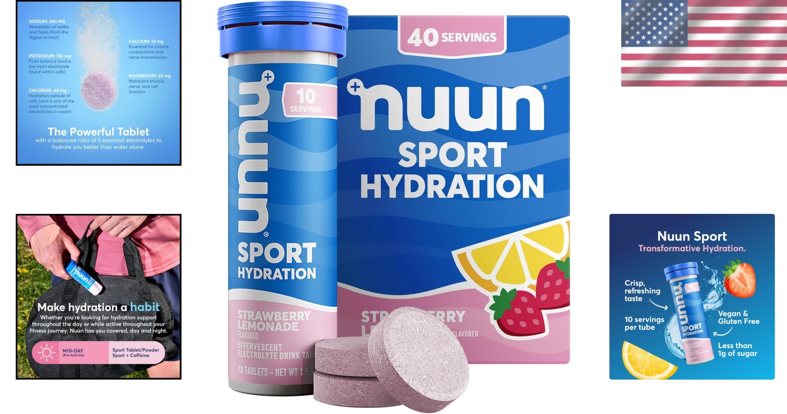 40 Servings of Gluten-Free Electrolyte Tablets – Strawberry Lemonade Flavor