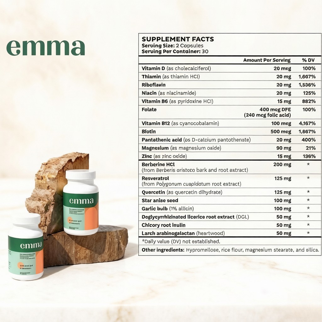 Emma Gut Health – Gas & Bloating Relief, Leaky Gut Repair, 60 Capsules