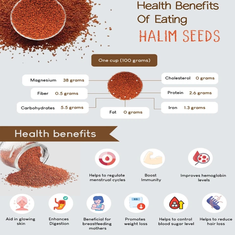 Halim Seeds gives you vitamins A, C, and E Rich in Fibre menstrual cycles 150gm