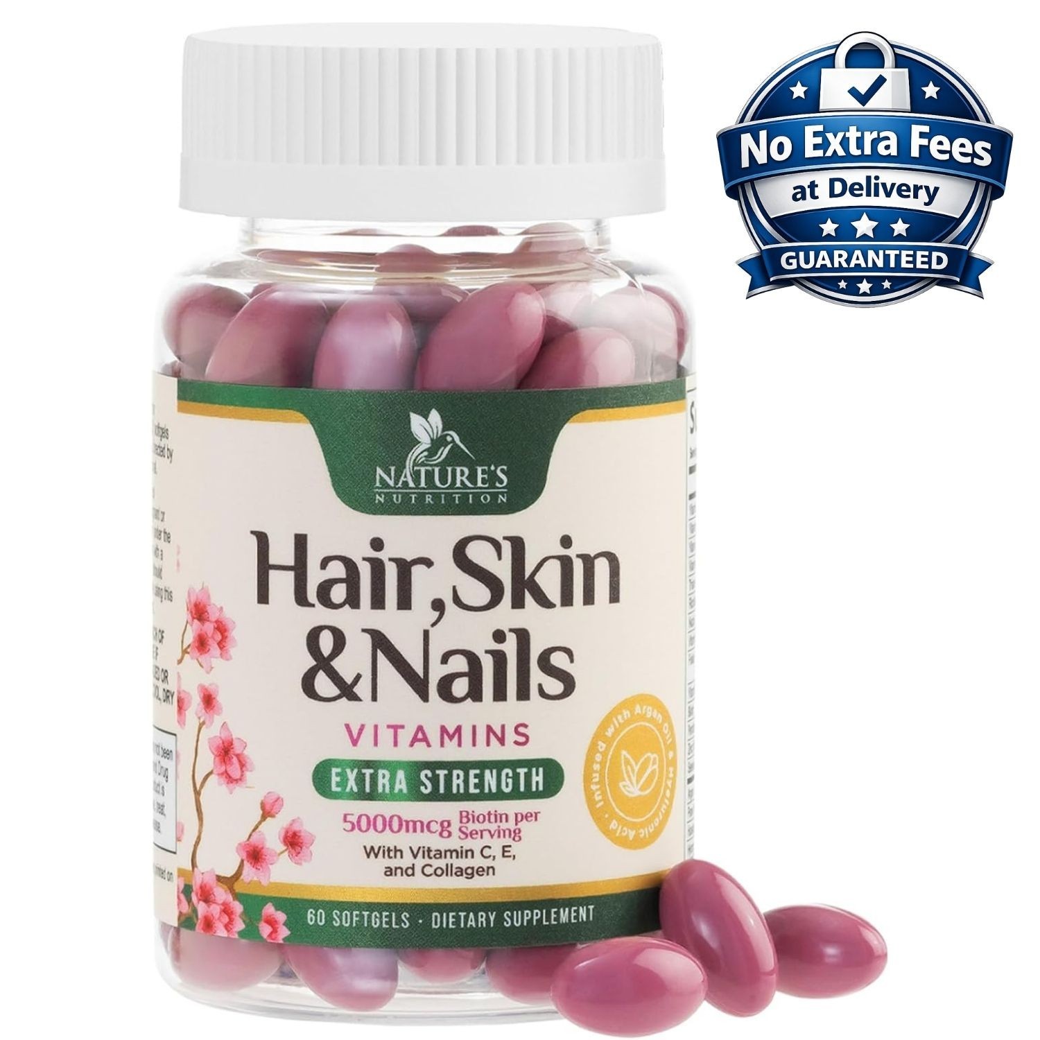 Vitaminas Cabello Piel y Uñas con Biotina 5000 mcg y Colágeno 60/120 Cápsulas