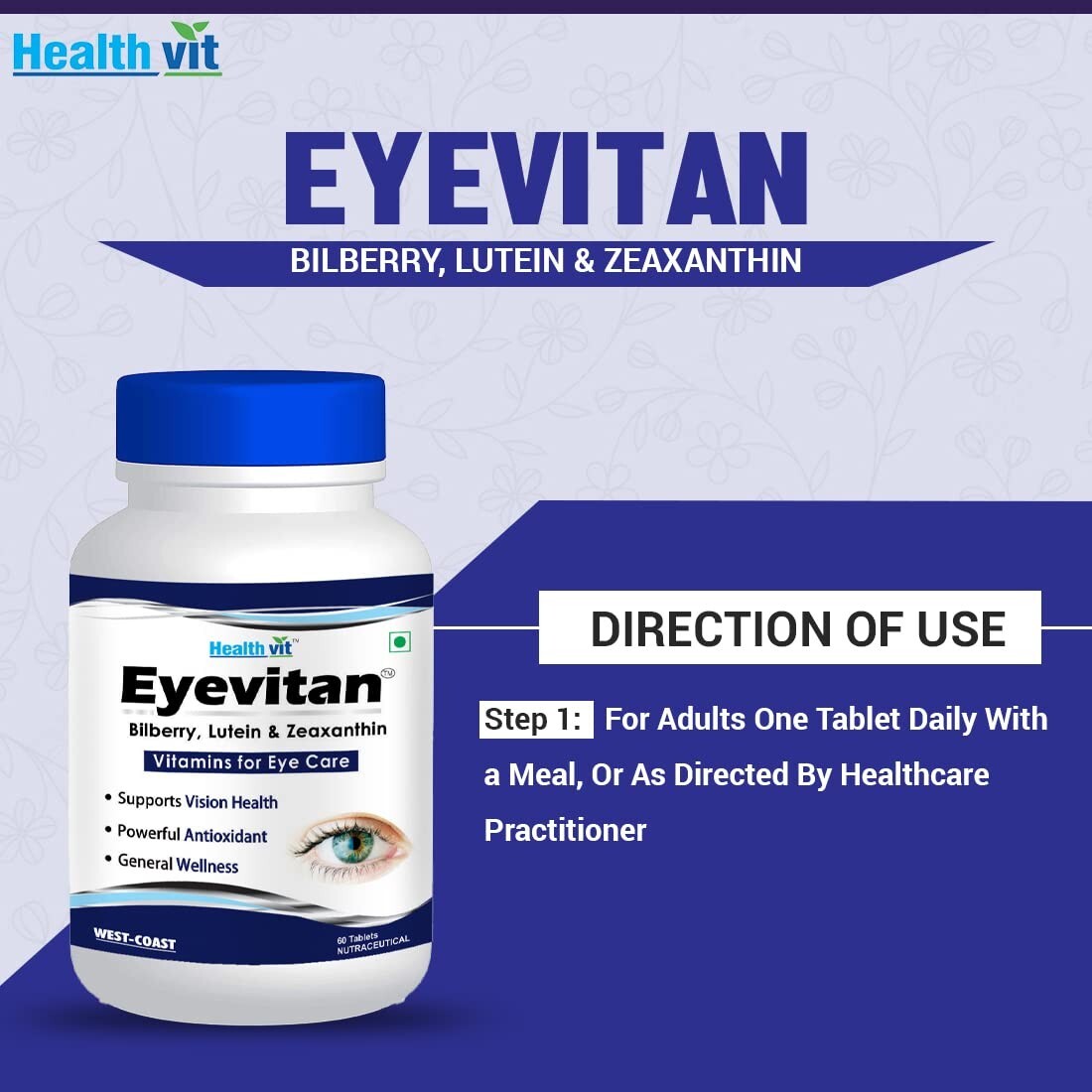 Healthvit Eyevitan | 20+ Vitamins for Eye Care 60 Tablet Long Expiry