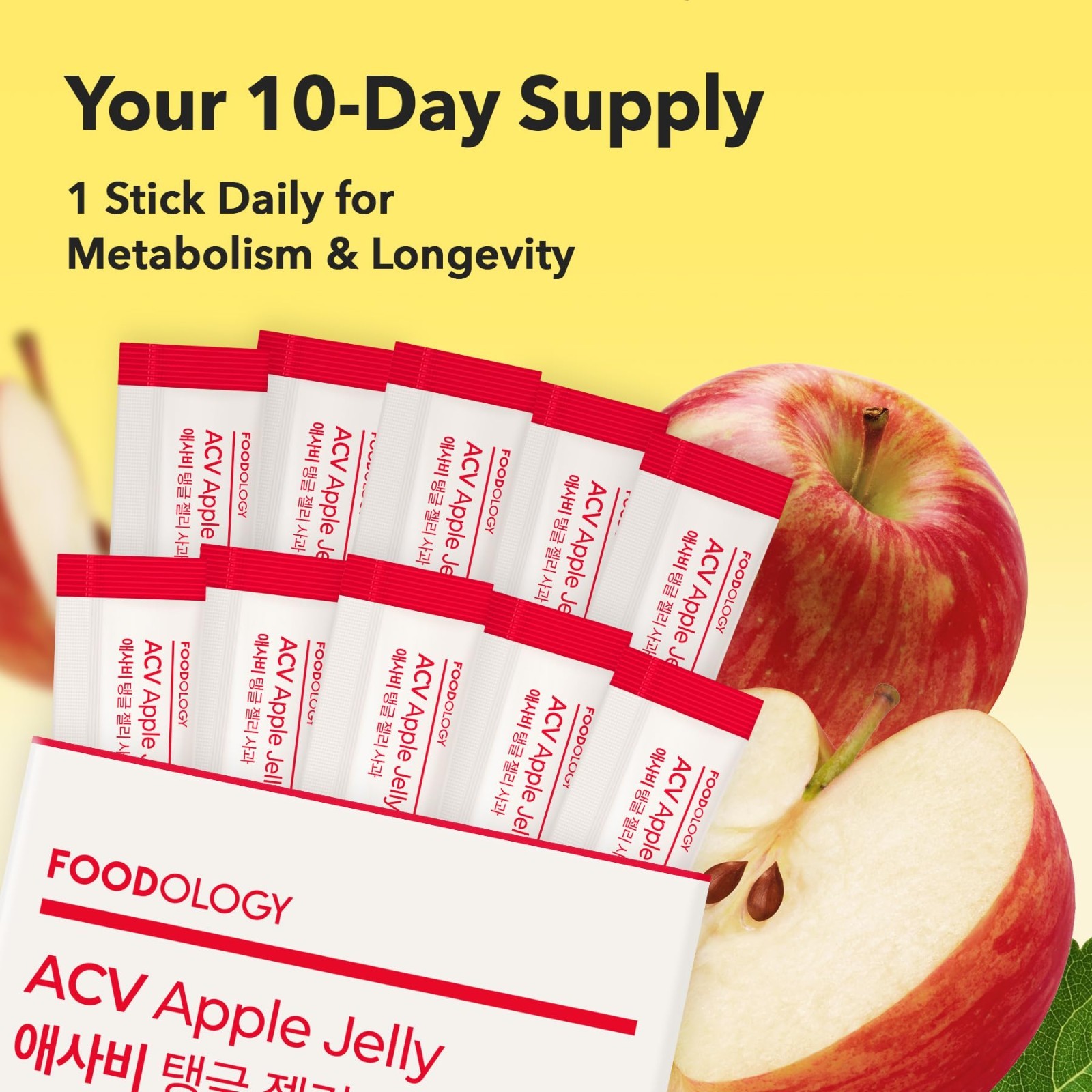 Apple Cider Vinegar Stick Jelly 6,250mg – Peach Flavor, Prebiotic Detox, Gut Hea
