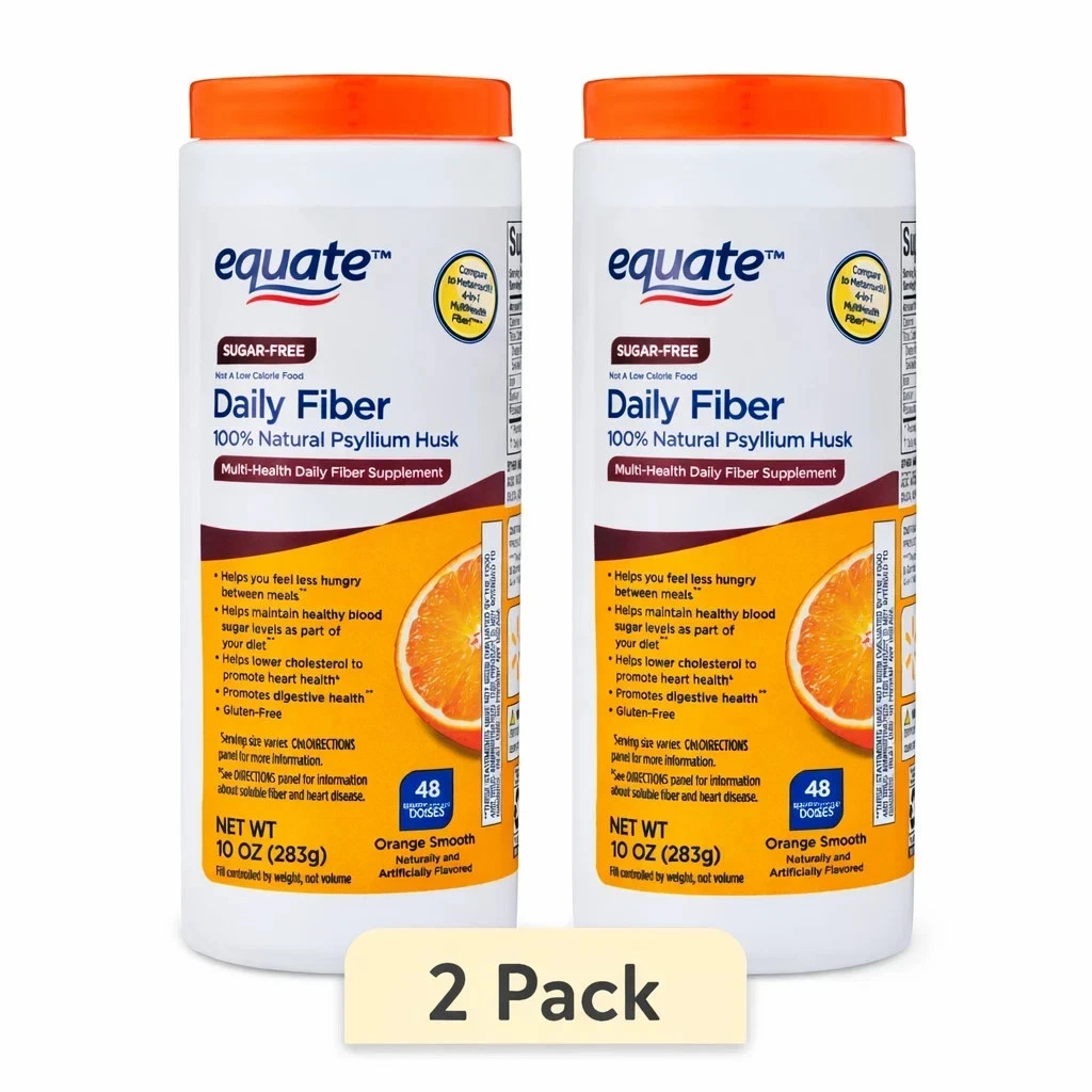 Equate Daily Fiber 100% Natural Psyllium Husk Fiber Supplement, pack of 2