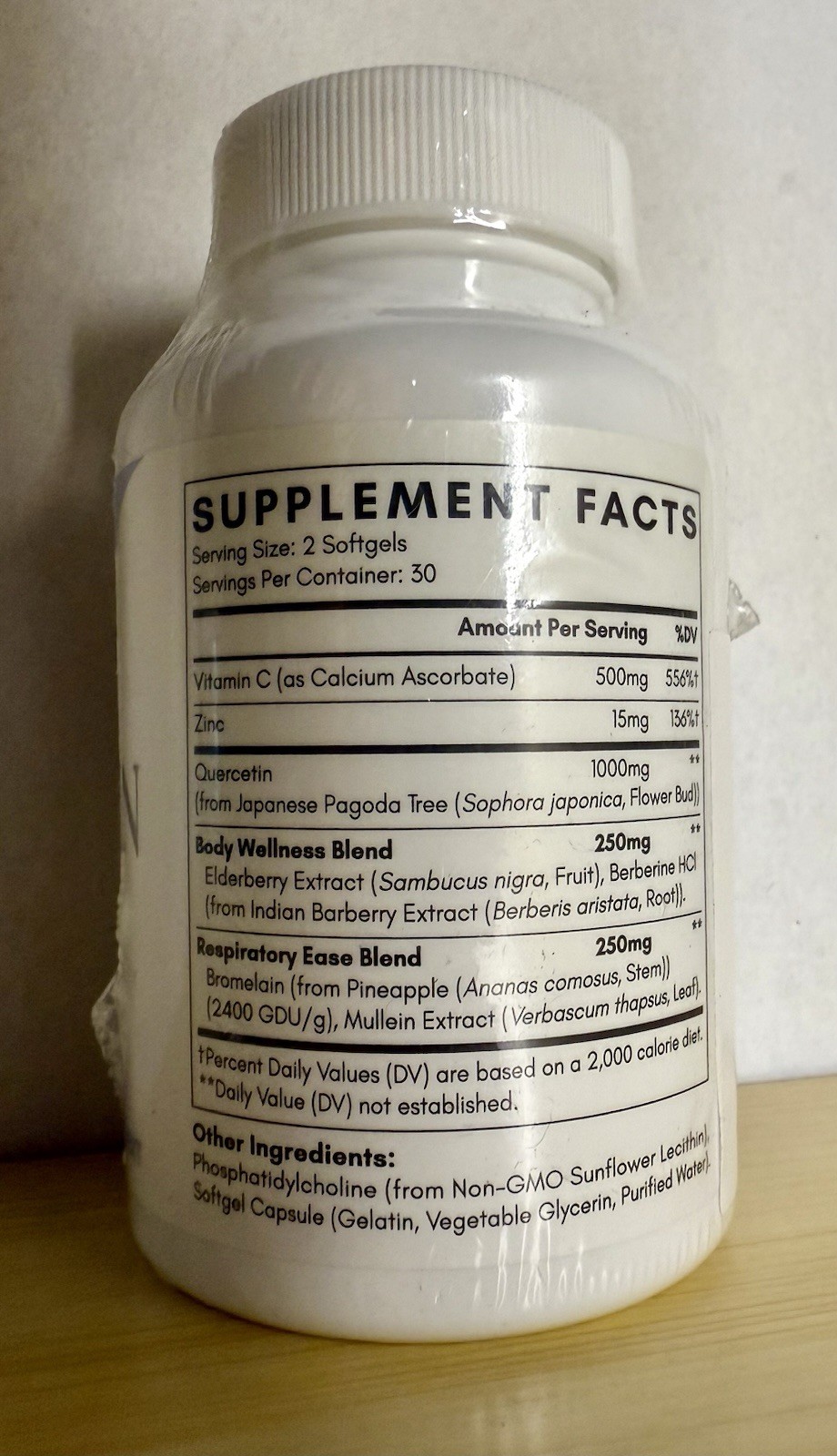 Liposomal Quercetin + Bromelain, Vit C & Zinc – Immune Support 60 Softgels