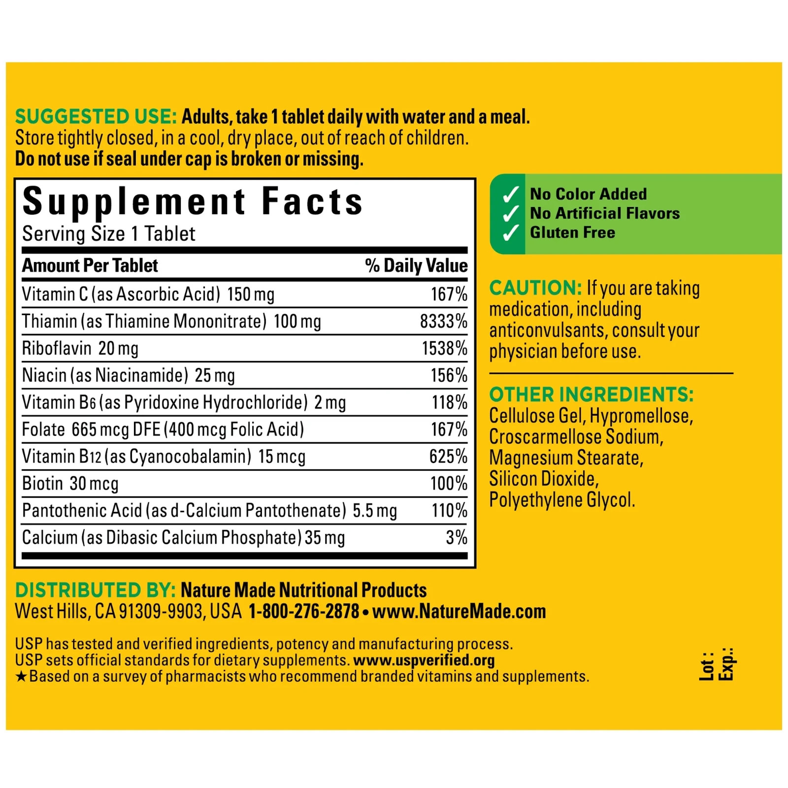 Nature Made Super B Complex with Vitamin C and Folic Acid Tablets 160-COUNT