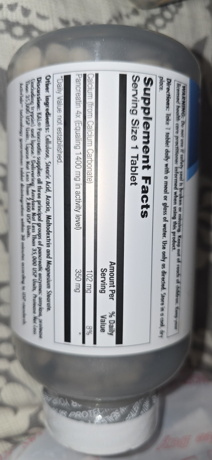 Kal Pancreatin 350mg – 500 Tablets -Digestive, Amylase, Protease Lipase Enzymes