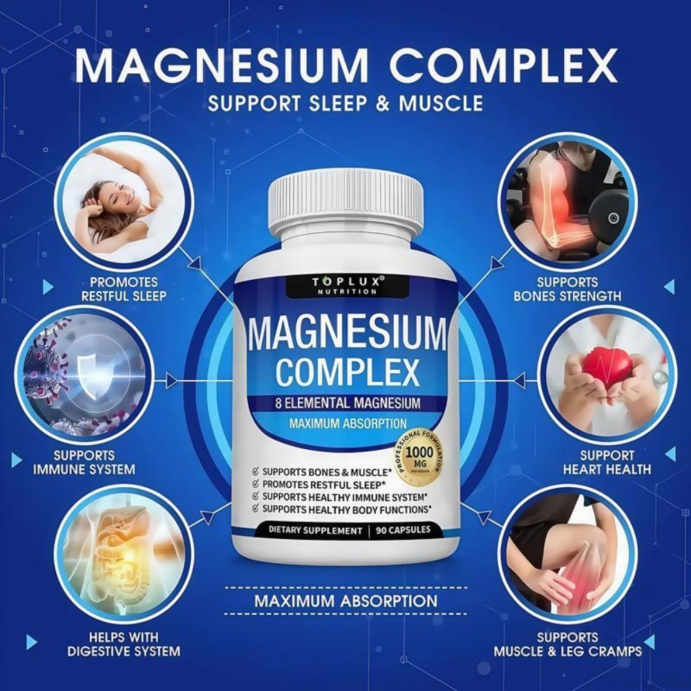Magnesium complex 1000mg 7 types | Sleep musculoskeletal support 90-New