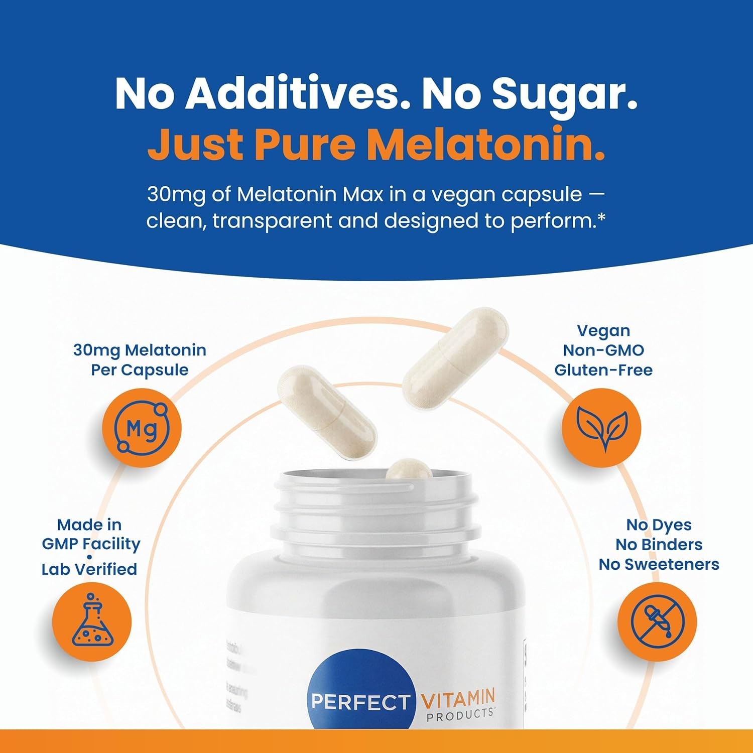30 mg High Dosage Melatonin Max in Easy-to-Swallow Capsules – 180 Servings