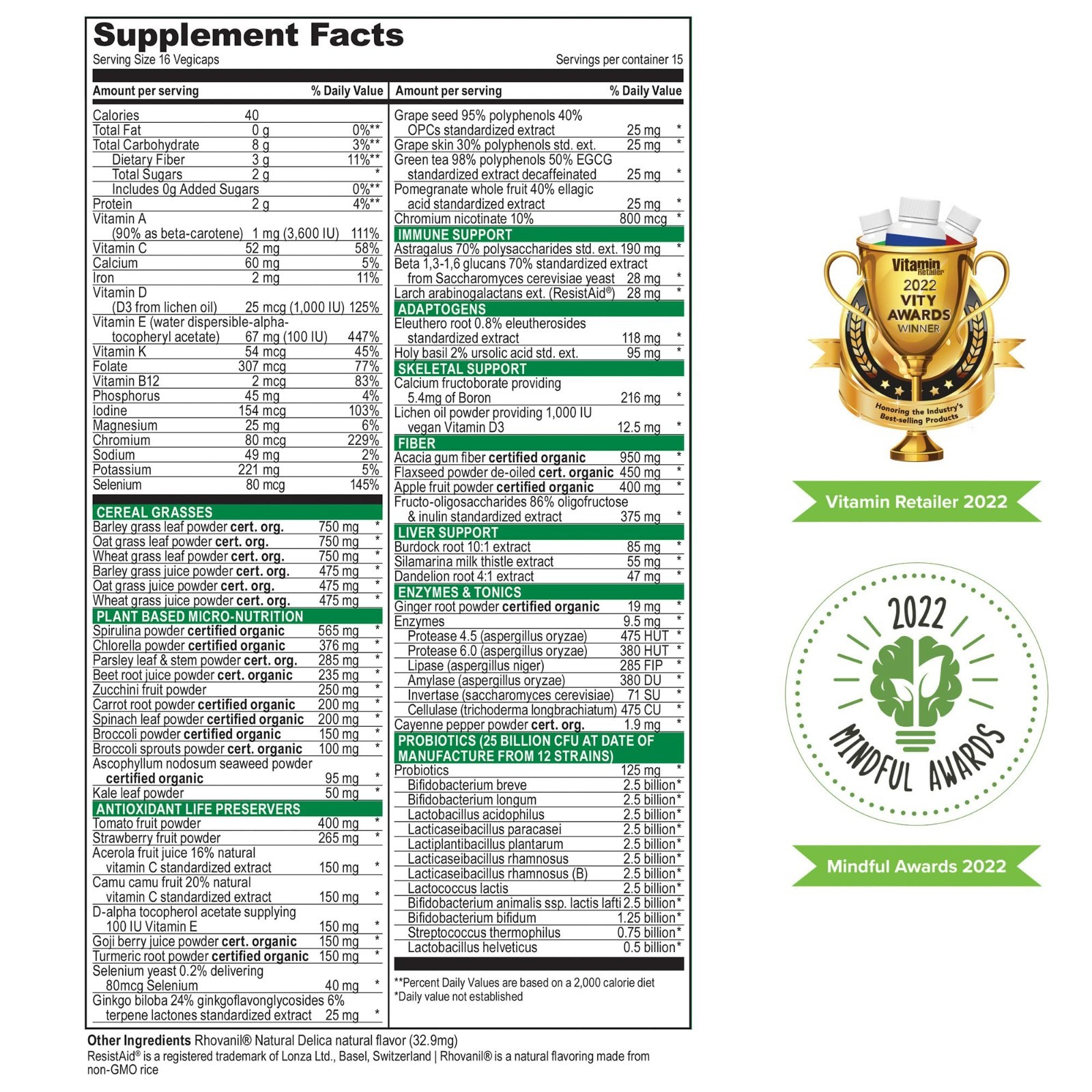 Vegan Superfood Capsules, Green Vibrance, 240 Count, Nutrient-Rich Health Boost