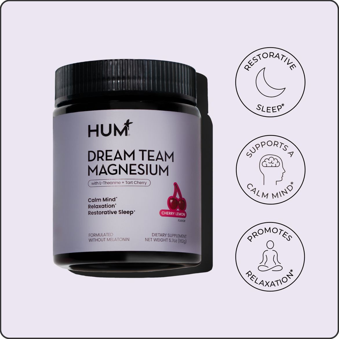 HUM Dream Team Magnesium | Tart Cherry Relaxation & Sleep Supports Powder | 270g
