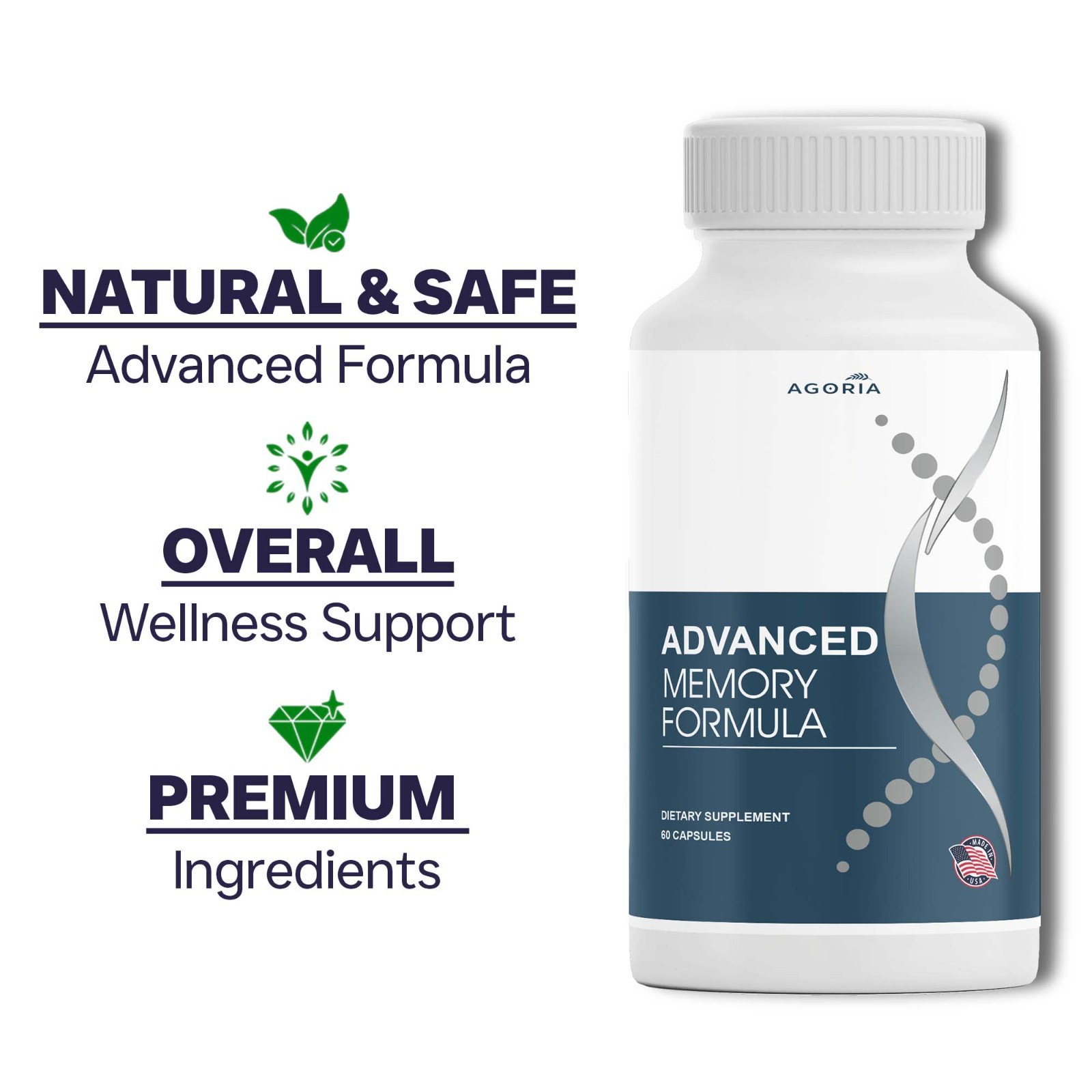 (6 PACK) Advanced Memory Formula Best Natural Brain Dietary Supplement