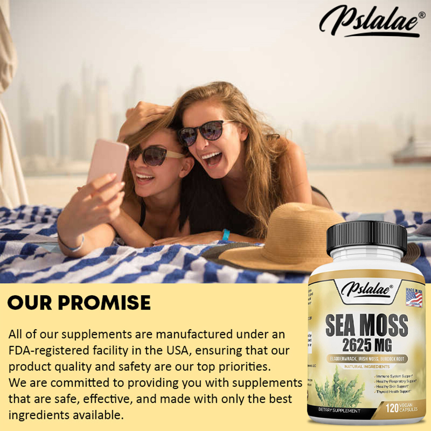 Sea Moss Capsules 2625mg – Irish Moss & Burdock Root – Thyroid & Immune Support
