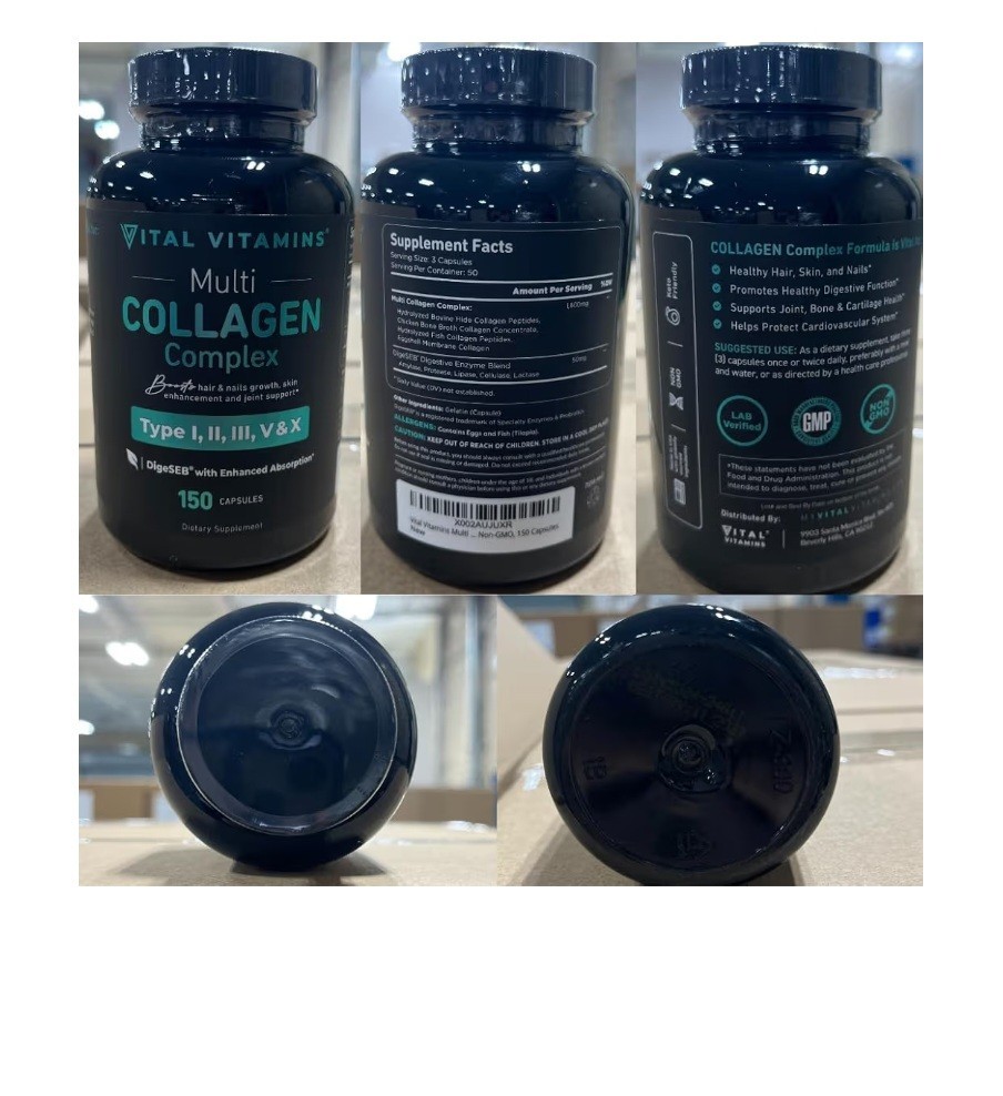 Vital Vitamins Multi Collagen Complex 150 Capsules Types I II III V X Supplement