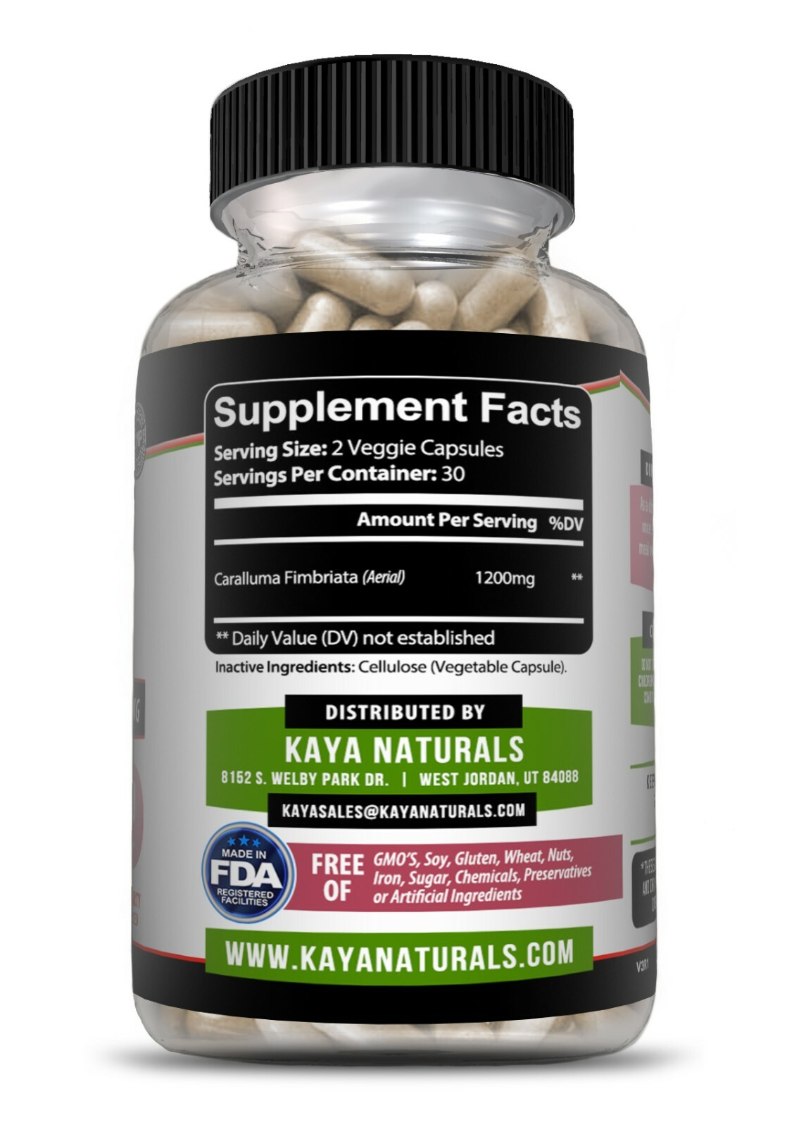 Caralluma Fimbriata 60ct.- 1200mg High Potency, Weight Loss, Appetite Control