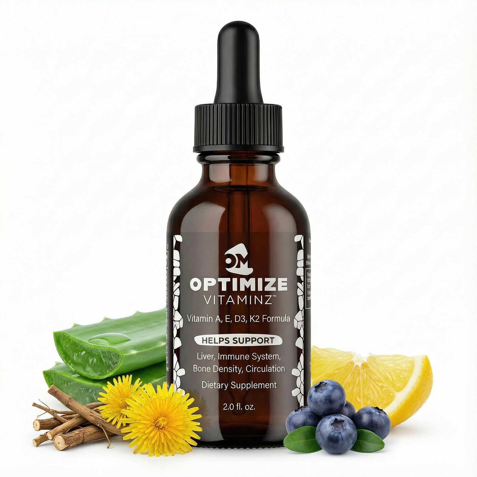 Optimize Minerals Optimize Vitaminz Liquid Vitamin D3 K2 Drops Dandelion