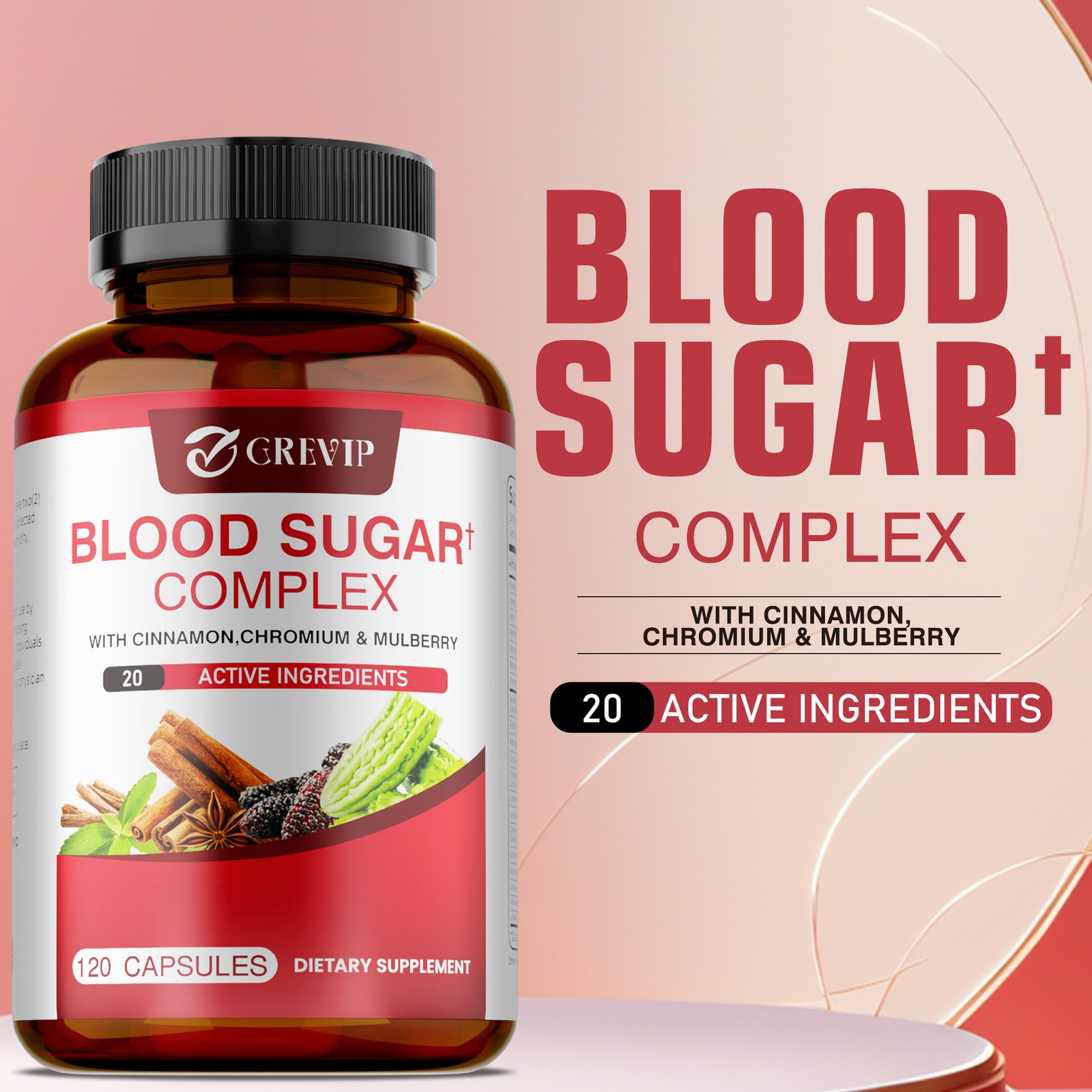 Blood Sugar Complex 120pcs – Promotes Heart and Cardiovascular Health,Metabolism