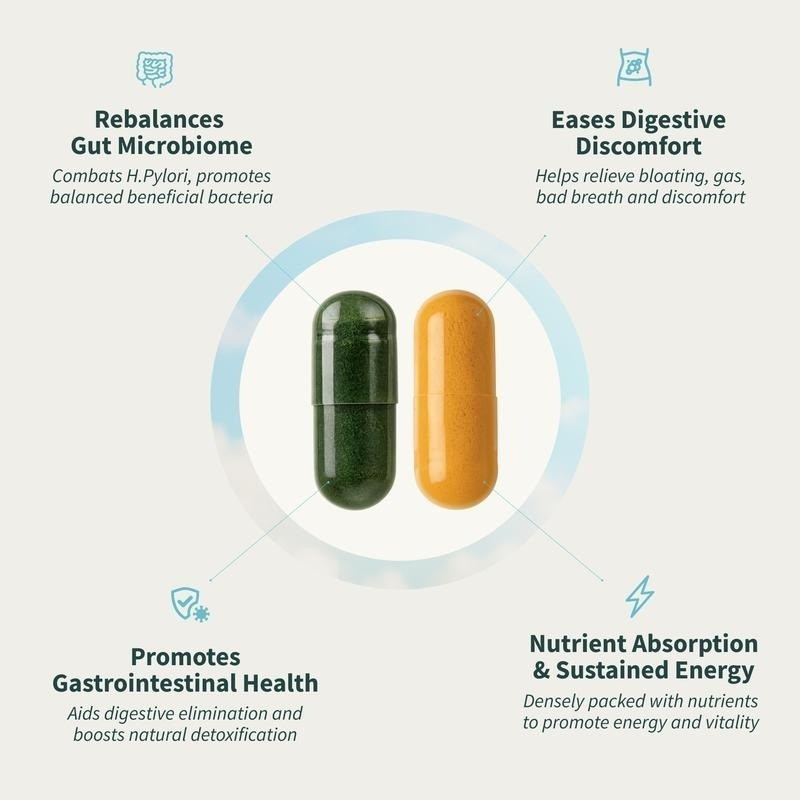 Gut Health Detox Duo Spirulina Chlorella Digestive Immune Support