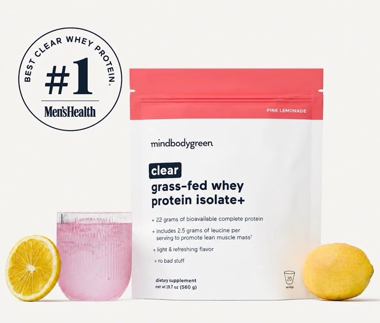 New MindBodyGreen Grass Fed Whey Protein Isolate+ Clear 20 Servings (one Unit)
