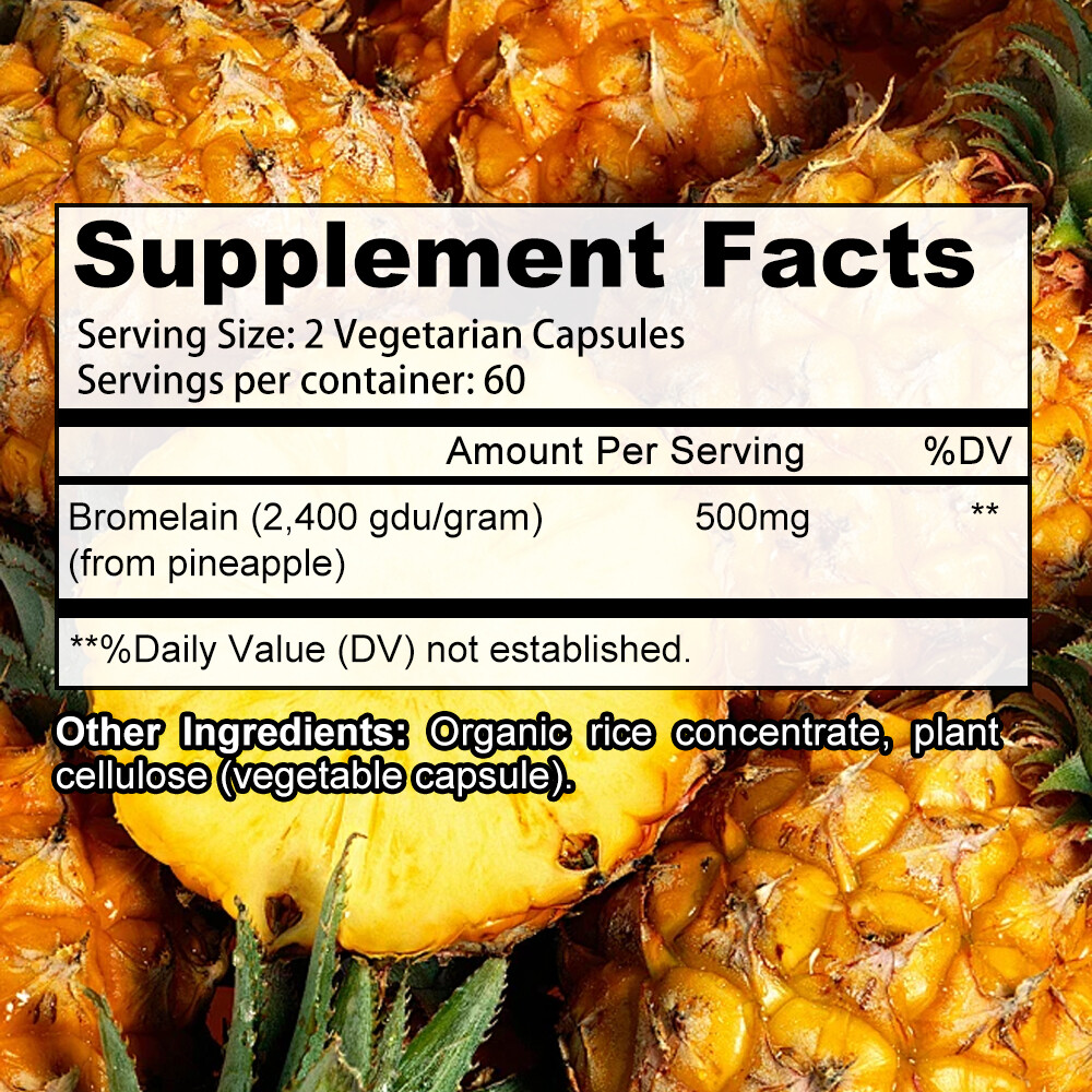 Bromelain 500mg – Natural Immune Support Supplement, Promote Digestive Health
