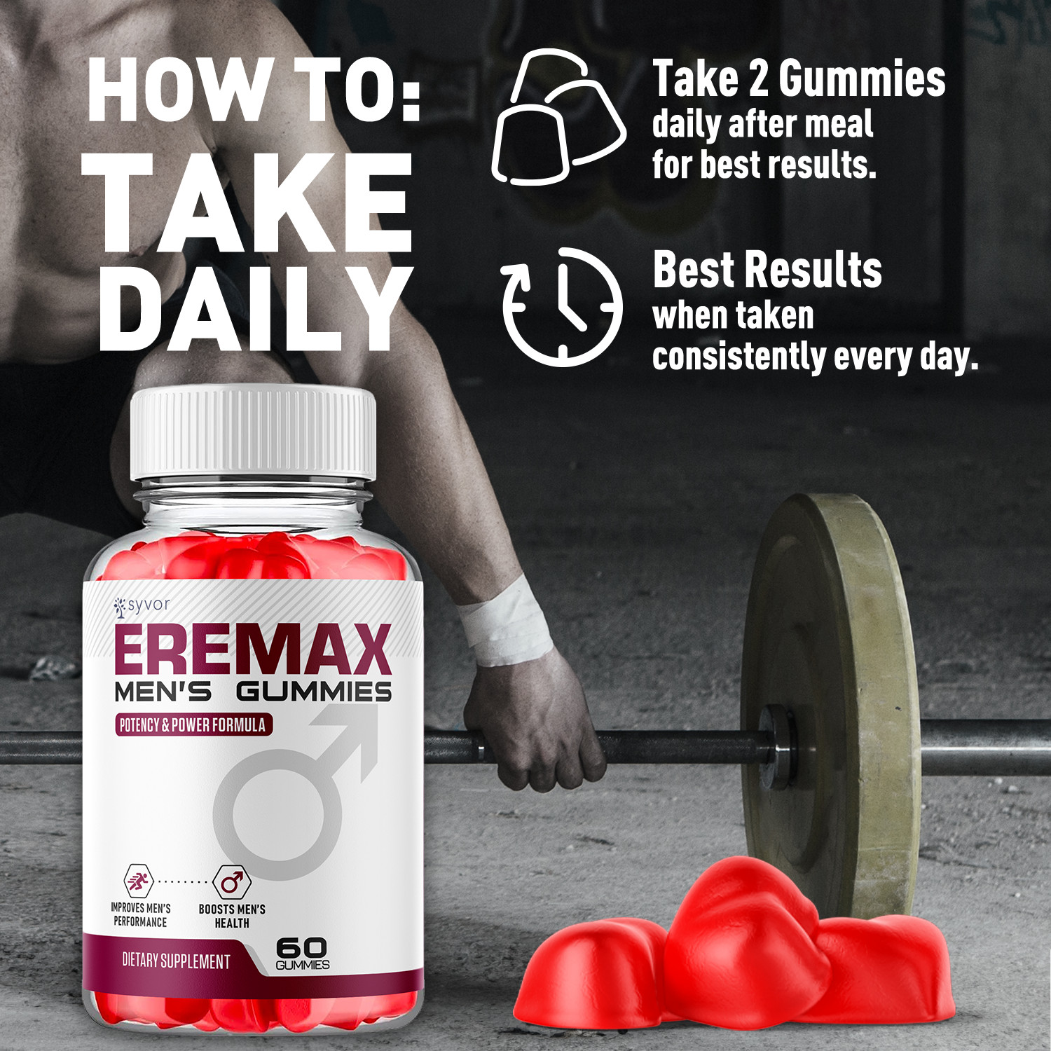 (1 Pack) Eremax Gummys Advanced Male Support Formula Ere Max Vitamin 60 Gummies