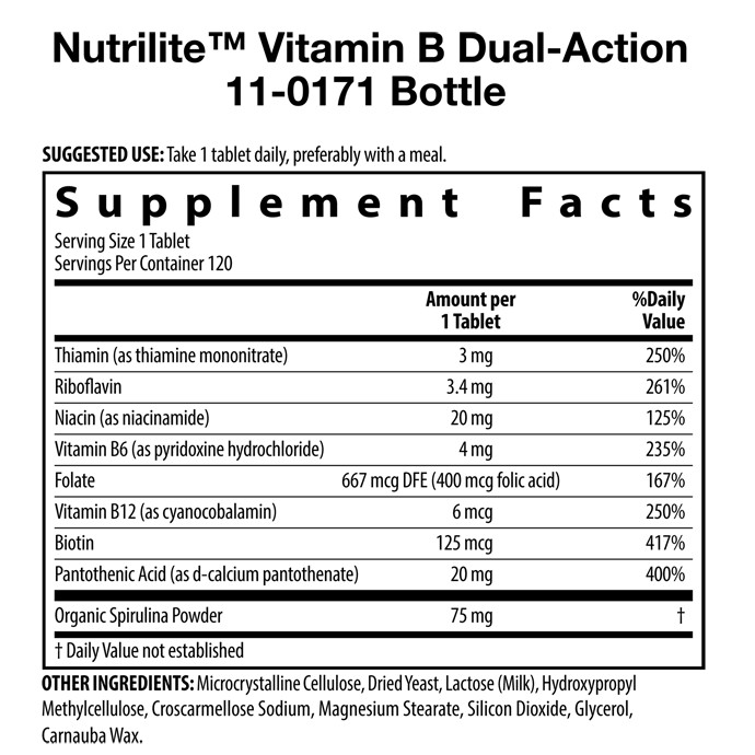 Nutrilite Vitamin B Dual-Action General Wellness Tablets 120 Count