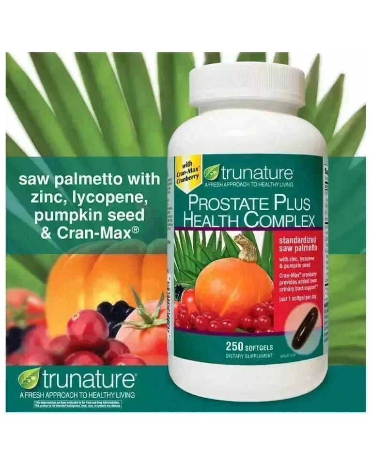 Trunature PROSTATE PLUS HEALTH COMPLEX 250 Softgels with Saw Palmento – Fresh!