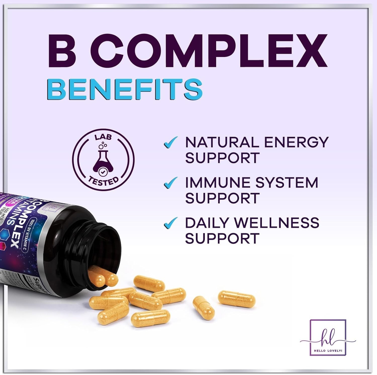 B Complex Vitamin Supplement 1000mcg – 3X Strength with Vitamin C & Folic Acid