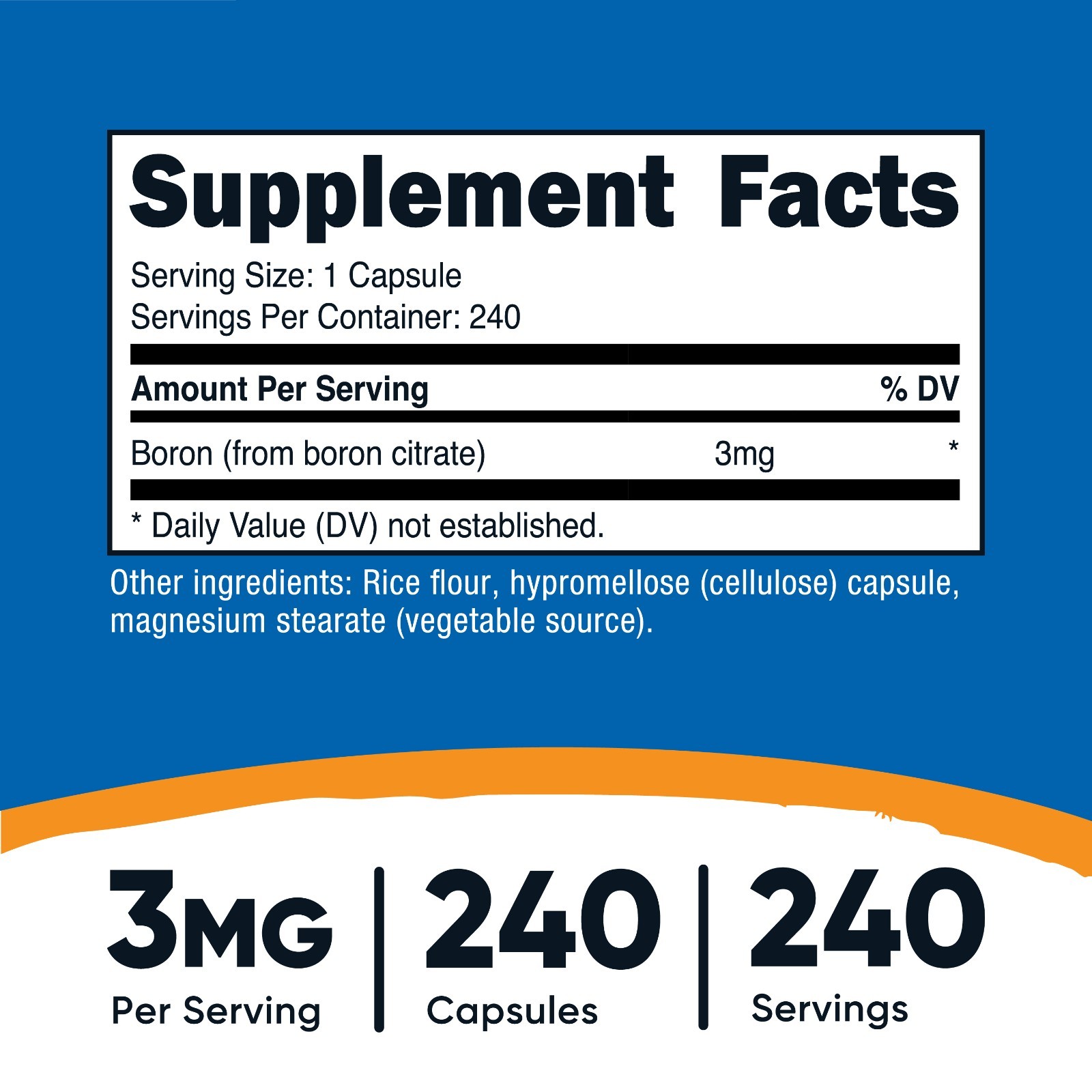 Nutricost Boron 3mg Supplement, 240 Vegetarian Capsules, 240 Servings