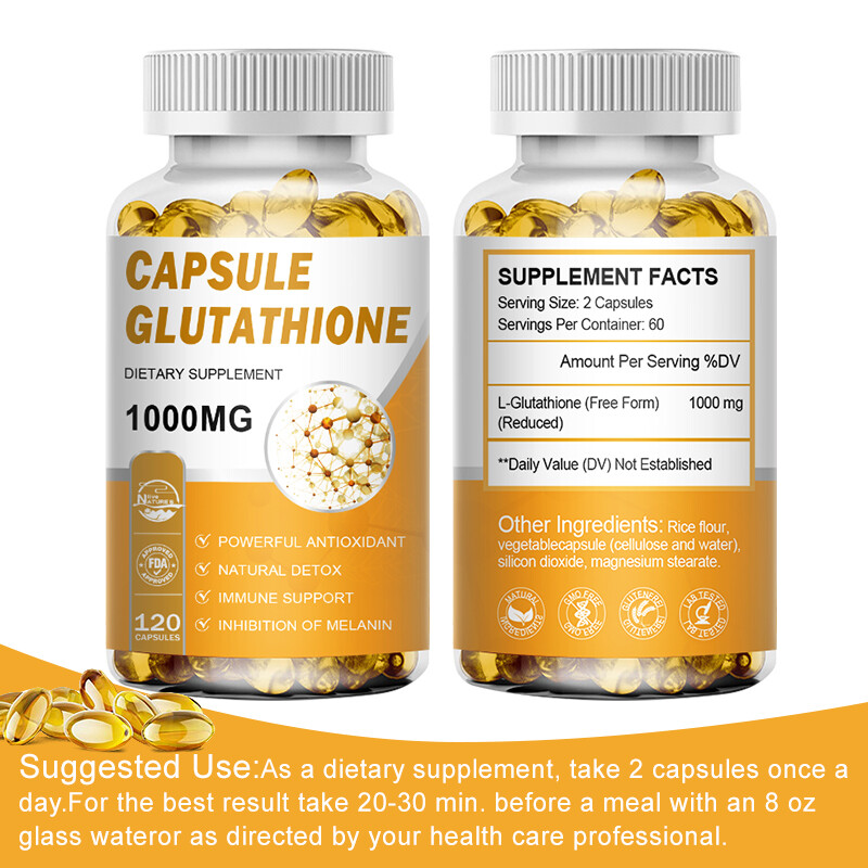New Glutathione Capsules 1000MG Anti-Aging Skin Whitening Antioxidant Softgels