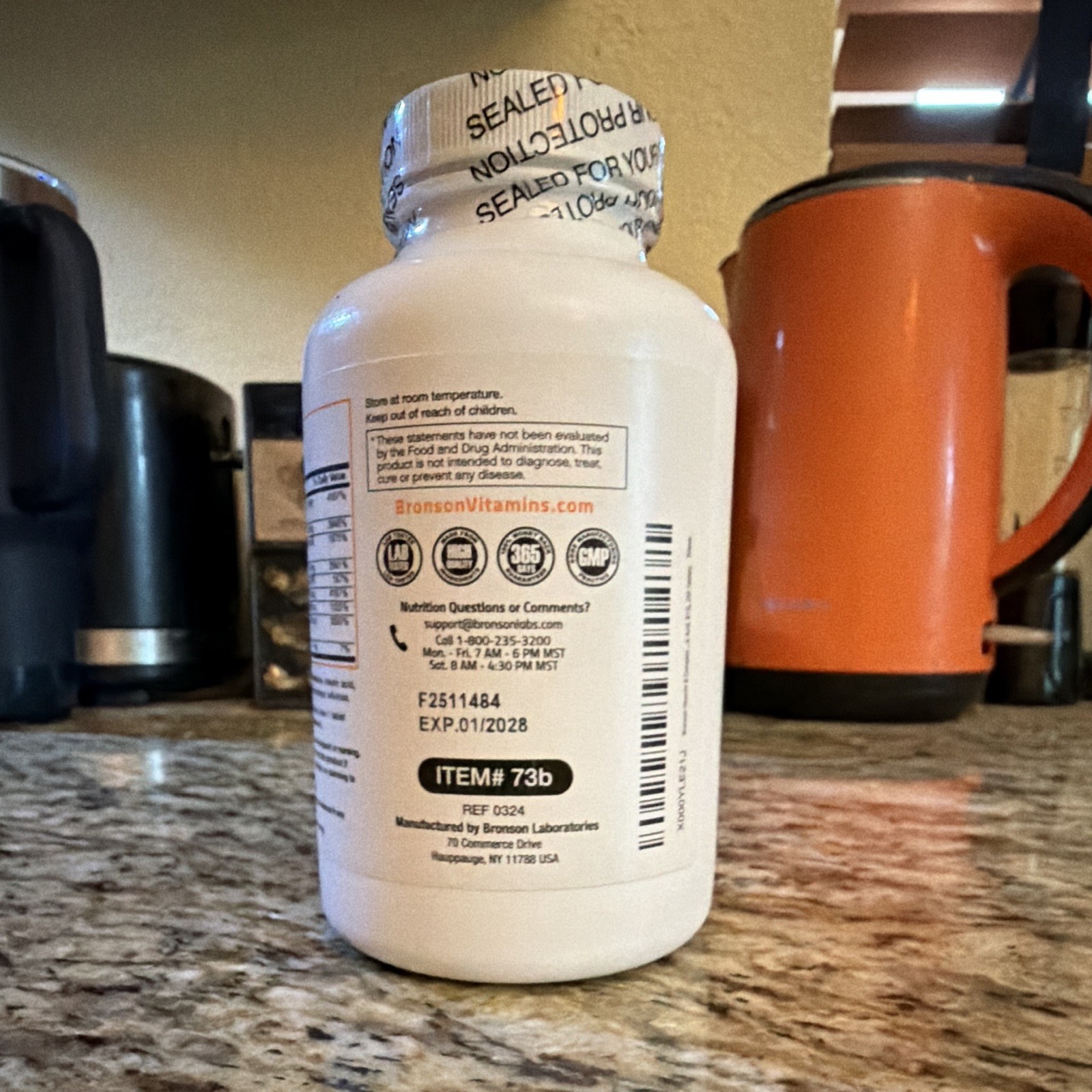 Bronson Super B Vitamin B Complex Sustained Release 250 Tablets Non-GMO