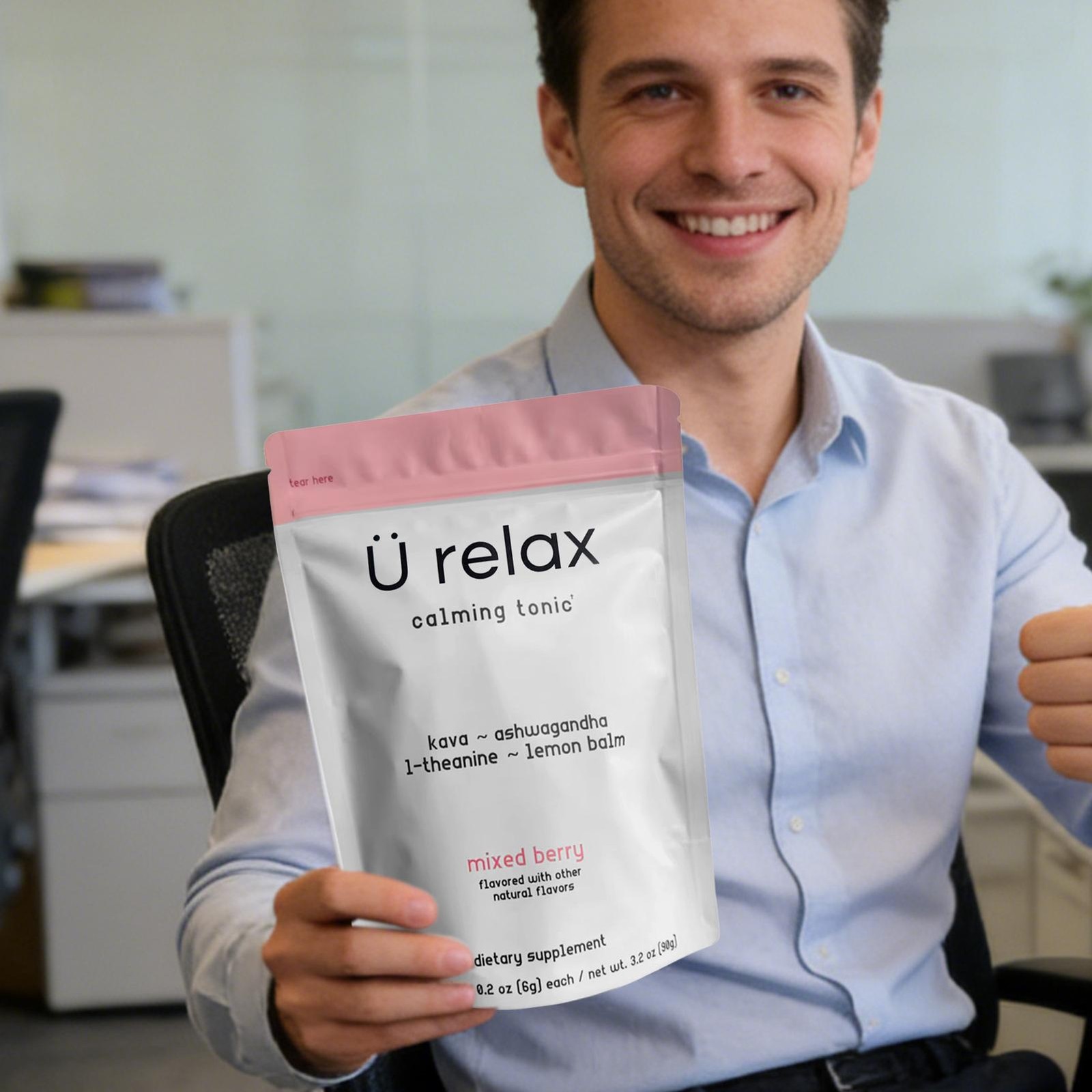 U Relax Calming Tonic- 15 Packets MIXED BERRY Flavor Relax Calming Drink