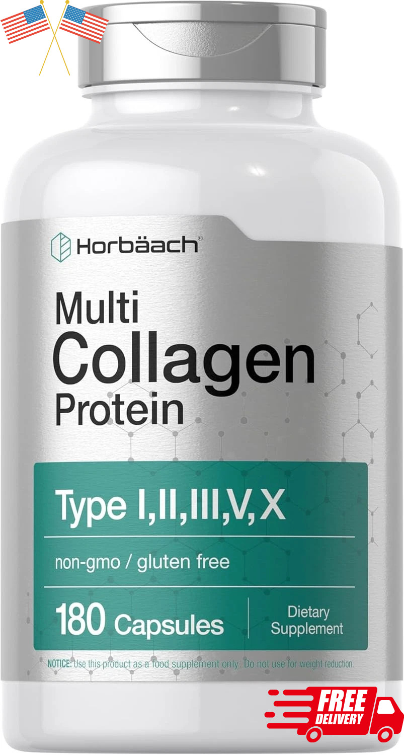 Multi Collagen Protein 2000mg | 180 Capsules | Type I, II, III, V, X | Horbaach