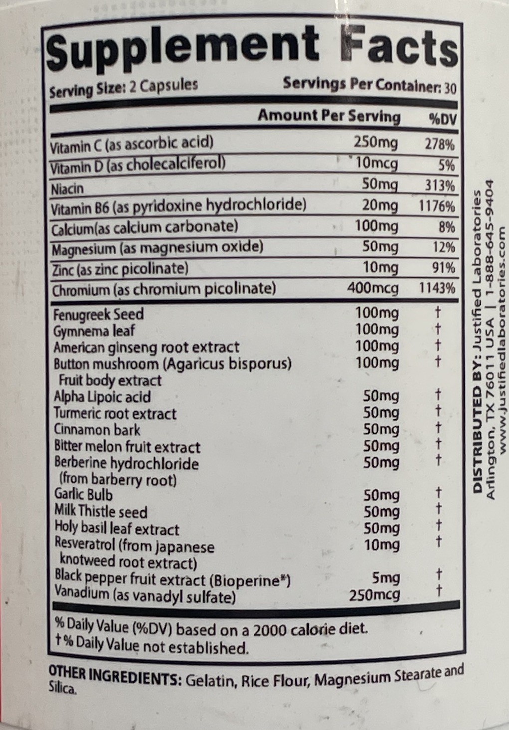 Justified Laboratories Gluco Renu Extreme 60 capsules **NEW SEALED** Exp 7/2027
