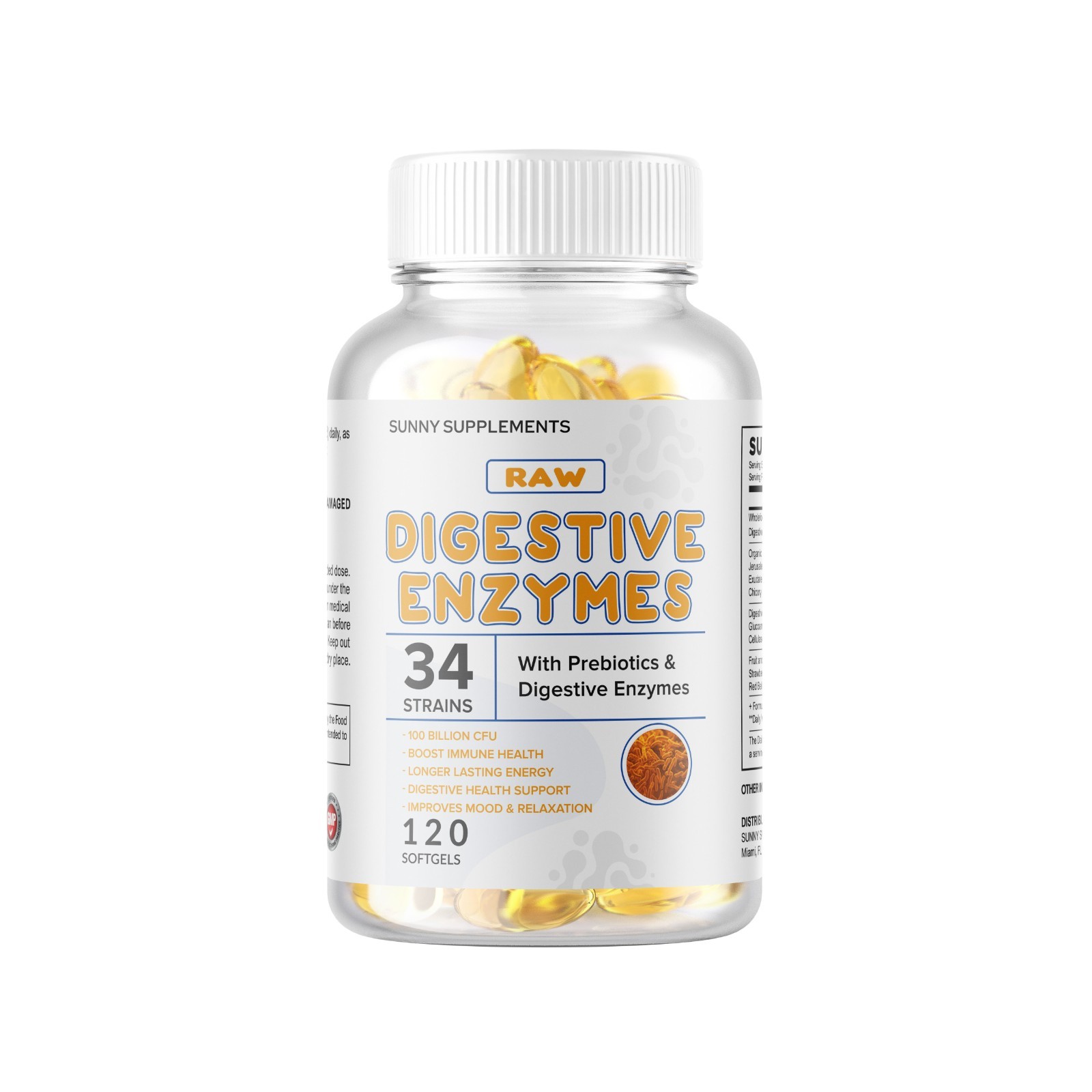 3 Digestive Enzymes Probiotics & Prebiotics Gas Constipation Bloating 100Billion