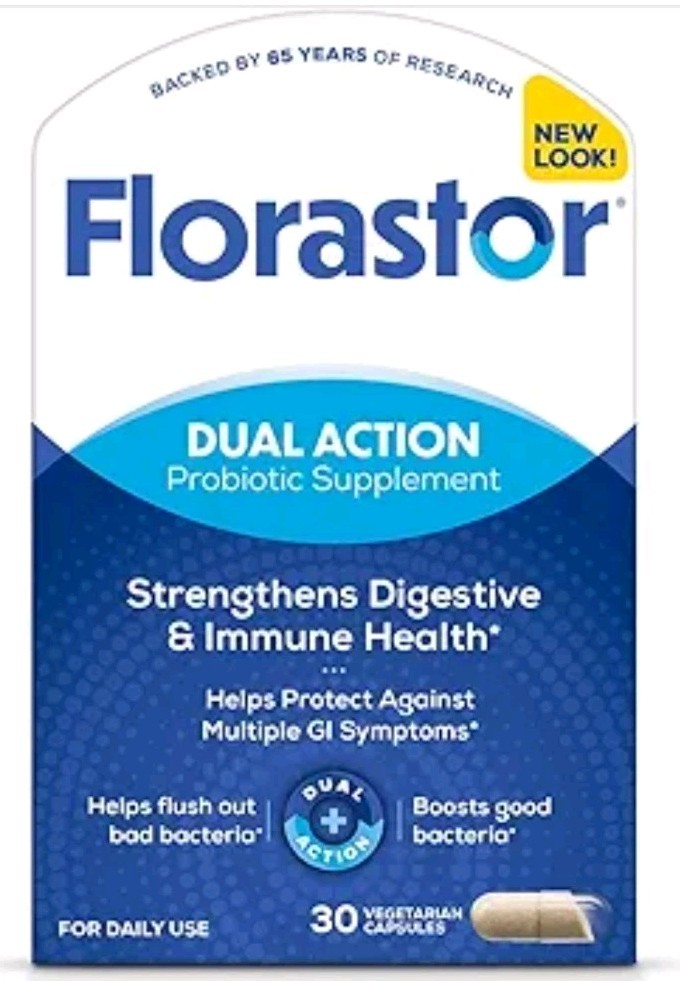 florastor dual action probiotic supplement, 30 Capsules