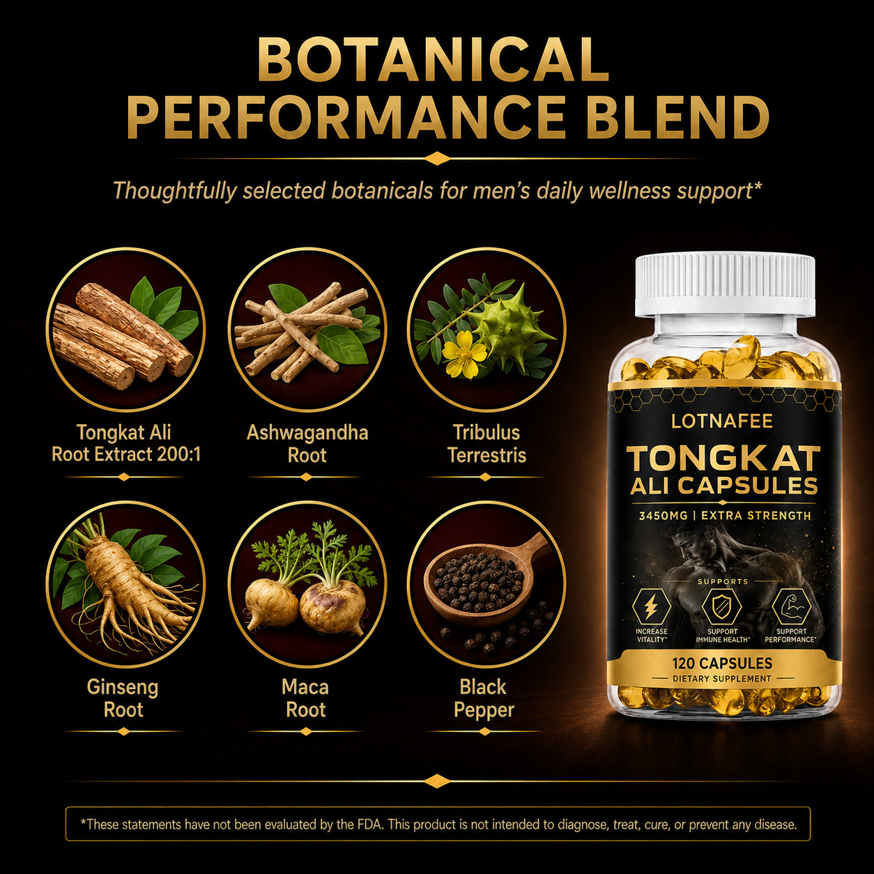 Lotnafee Premium Herbal Extract Complex – Men’s Daily Vitality Support 120 Capsu