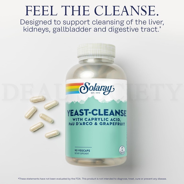 Solaray Yeast-Cleans with Caprylic Acid 90 VegCaps