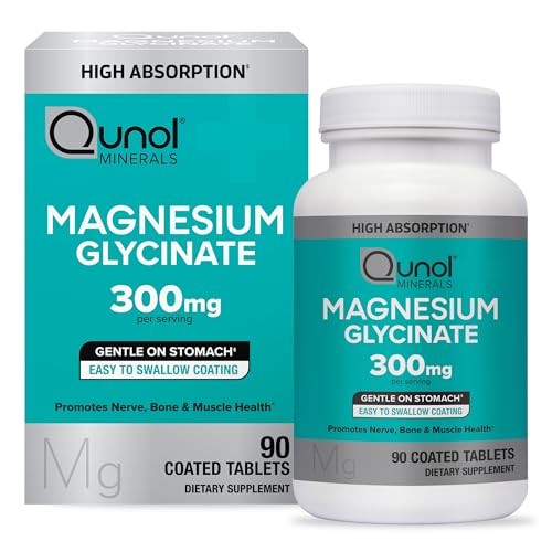 Qunol Magnesium Glycinate 300mg 90ct Chelated Tablets Nerve Bone Muscle Health