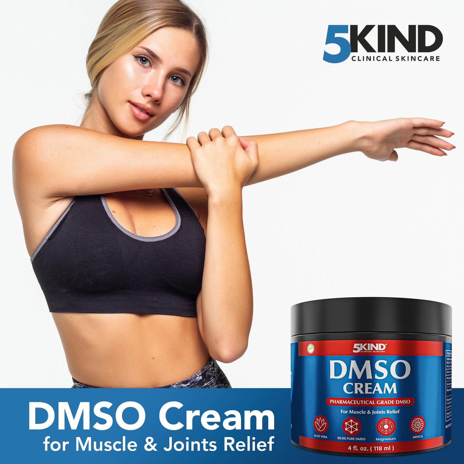DMSO Pain Relief Cream 4 fl oz | 99.9% Pure, Aloe Vera, Menthol