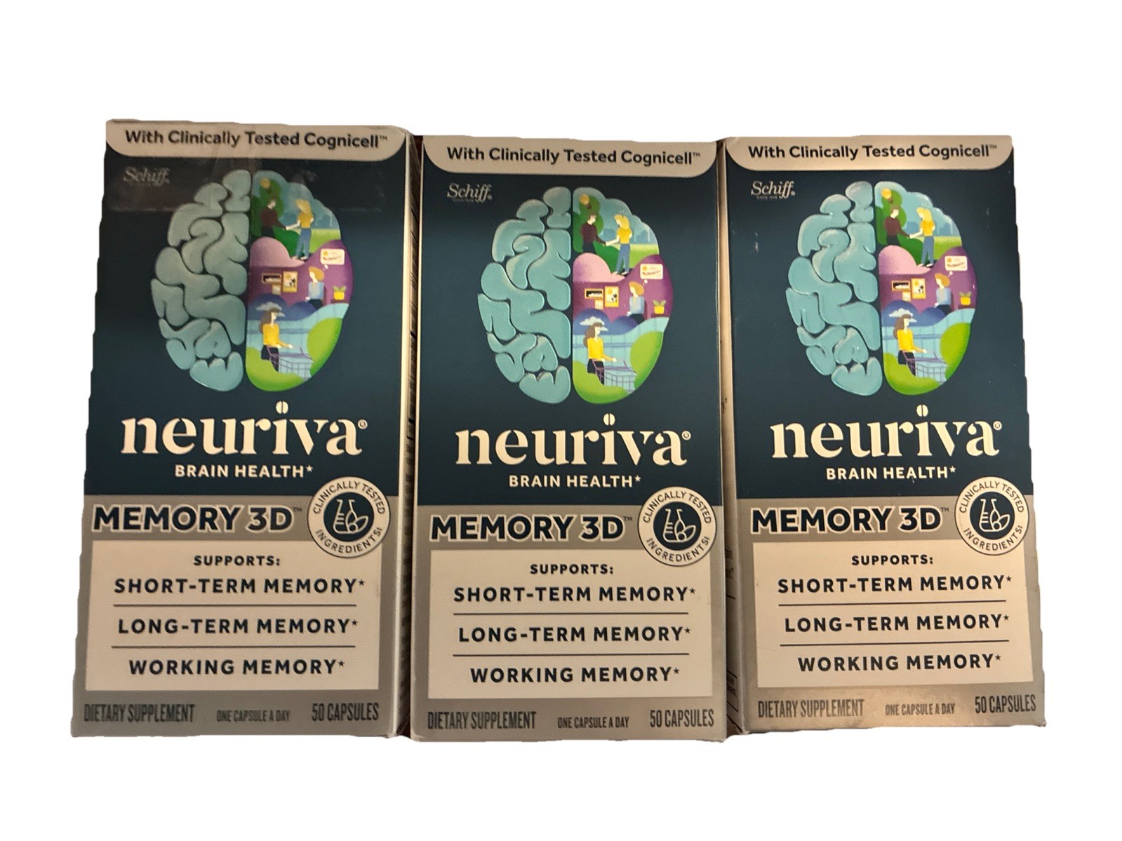 (3 Box) Neuriva Memory 3D Brain Health 50 Capsules Ea. Box (5 month) Exp 08/2027