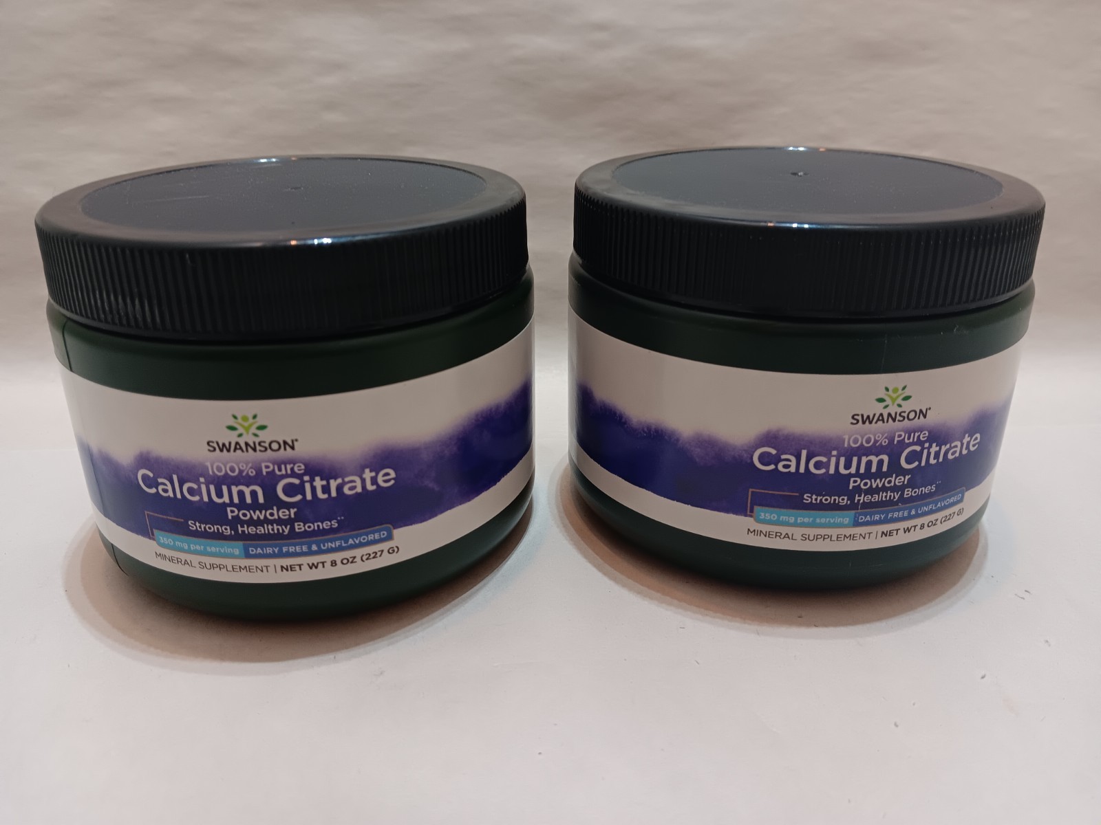2 Pack Swanson 100% Pure and Dairy-Free Calcium Citrate Powder 350mg 8 oz Powder