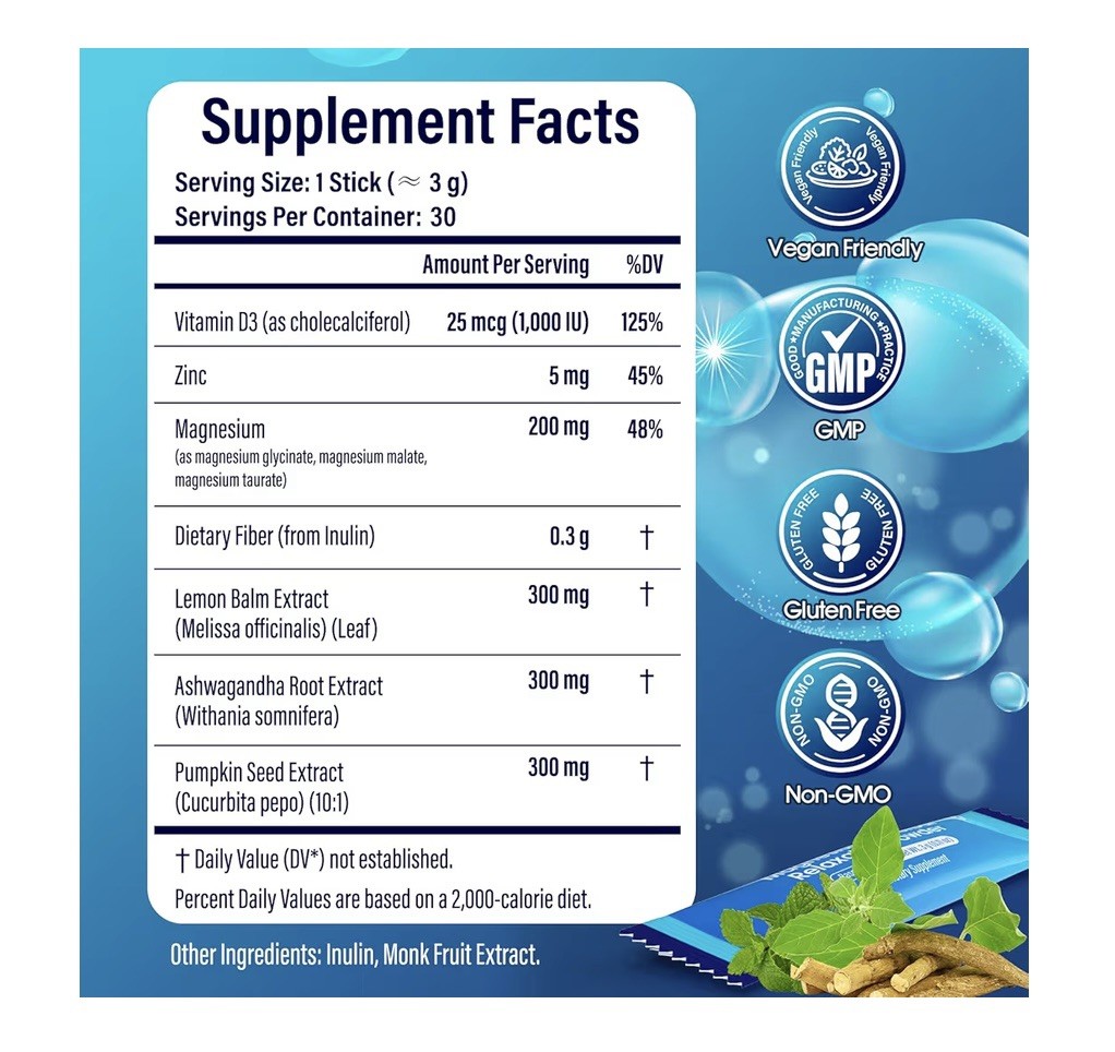 Super Calm,Cortisol Reducer,Magnesium Complex for Women and Men 30 Stick Packs