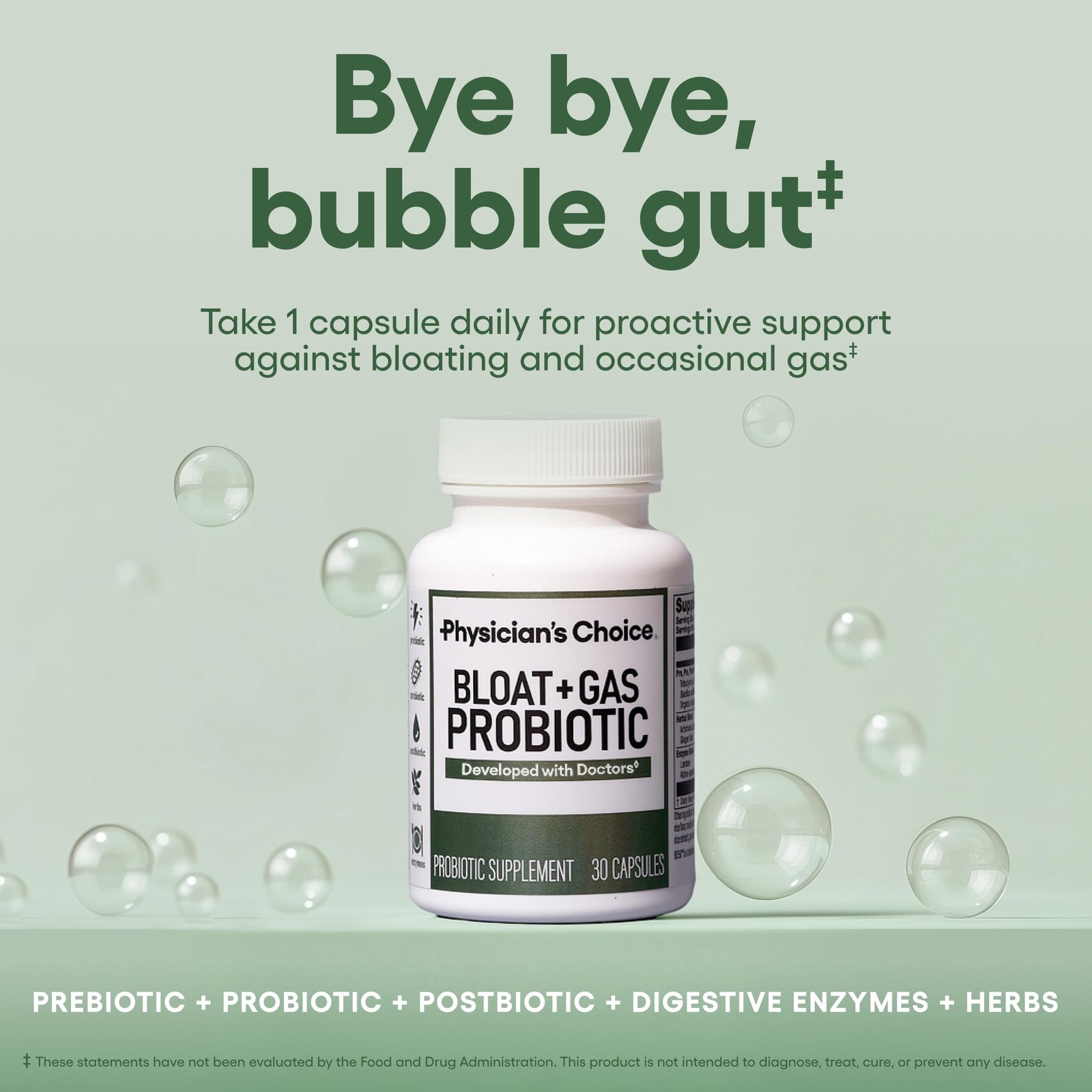 Bloat & Gas Probiotic 5-in-1 Proactive Support + Daily Relief – Digestion & G…