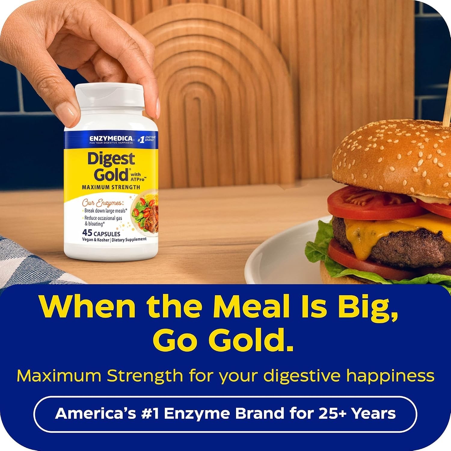 Digest Gold Maximum Strength Enzyme Supplement – 45 Caps for Energy