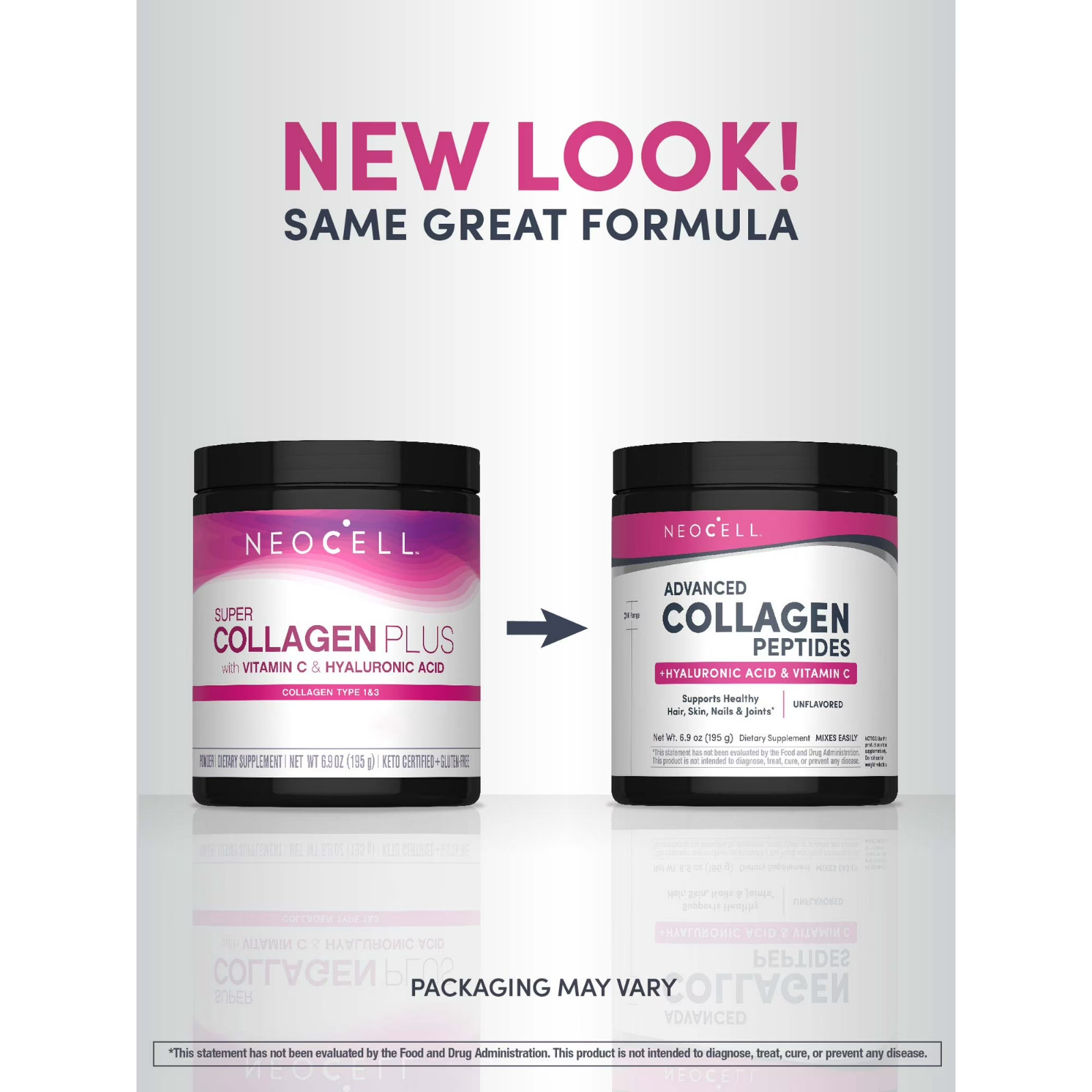 NeoCell Collagen Peptides Powder Vitamin C Hyaluronic Acid Unflavored 6.9 oz