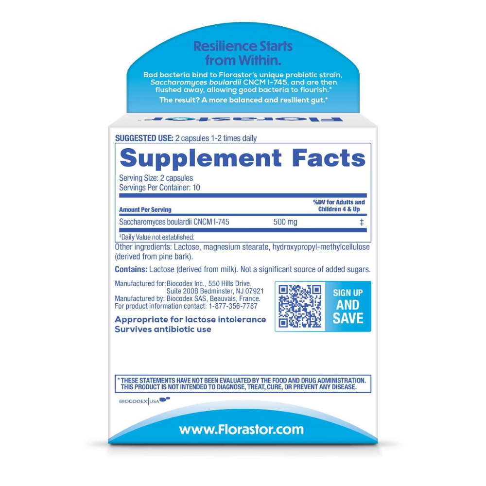 Florastor Probiotic Capsules – 20ct