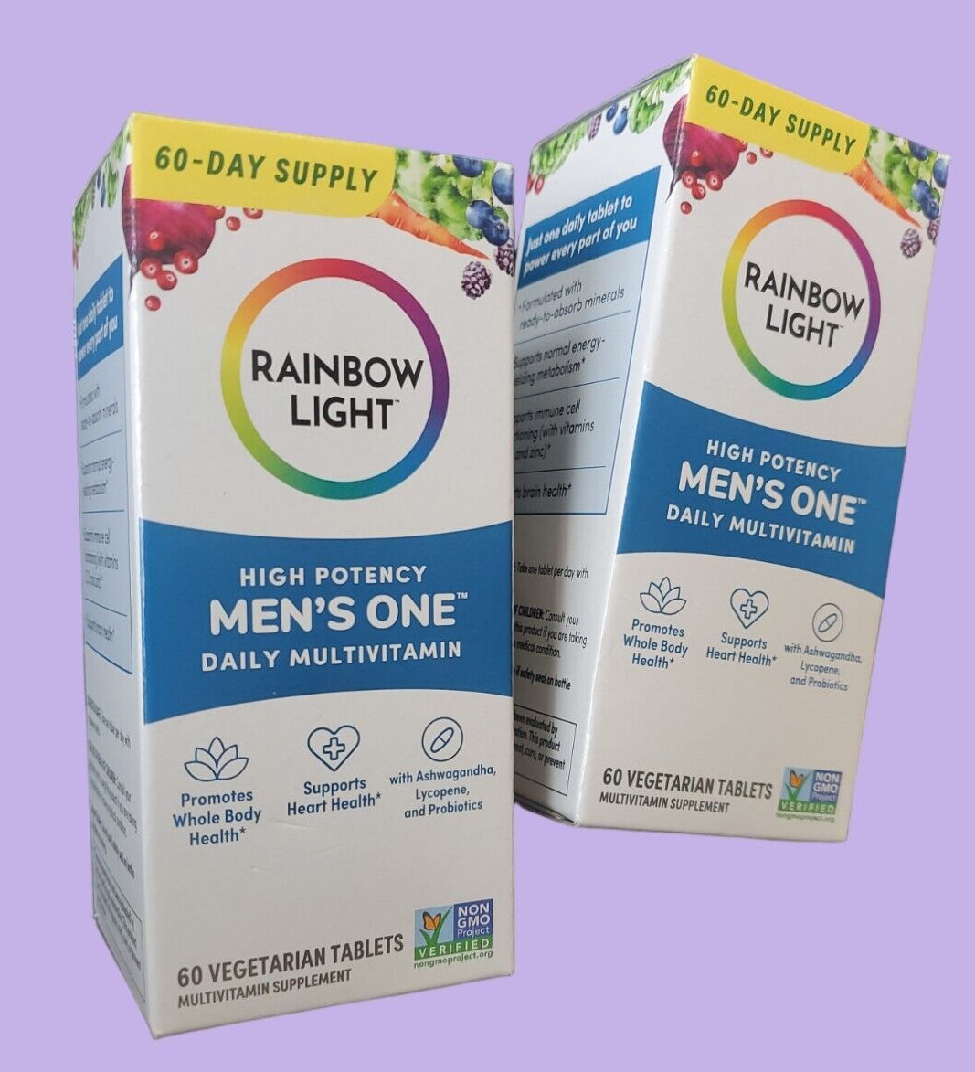 2 PACK 60 + 60 Tabs, 120 Total Rainbow Light Men’s One Multivitamin EXP 9/2026