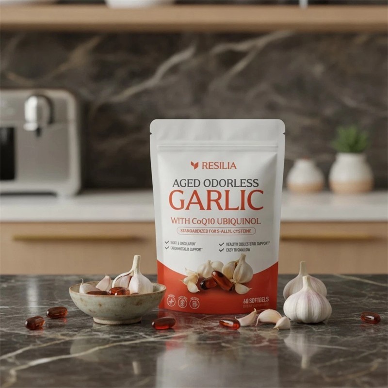 1-5x Resilia Garlic Extract 600mg Softgels 60 Count Odorless Aged Garlic Extra