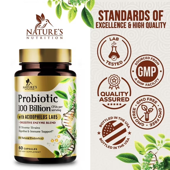 Raw Probiotics 100 Billion CFU Potency Digestive Immune Health 60 Capsules US
